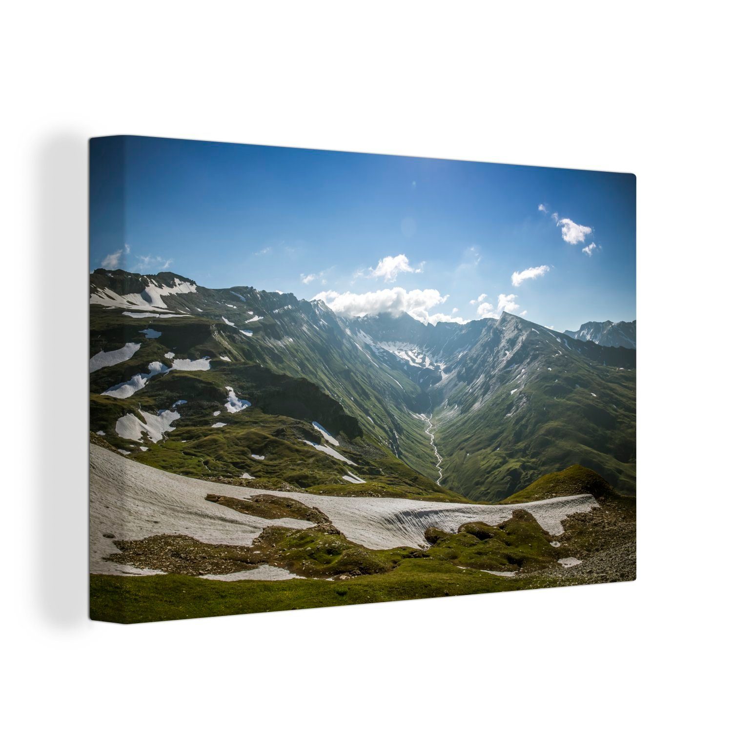 OneMillionCanvasses® Leinwandbild Schnee auf den Bergen des Nationalparks Hohe Tauern in Österreich, (1 St), Wandbild Leinwandbilder, Aufhängefertig, Wanddeko, 30x20 cm