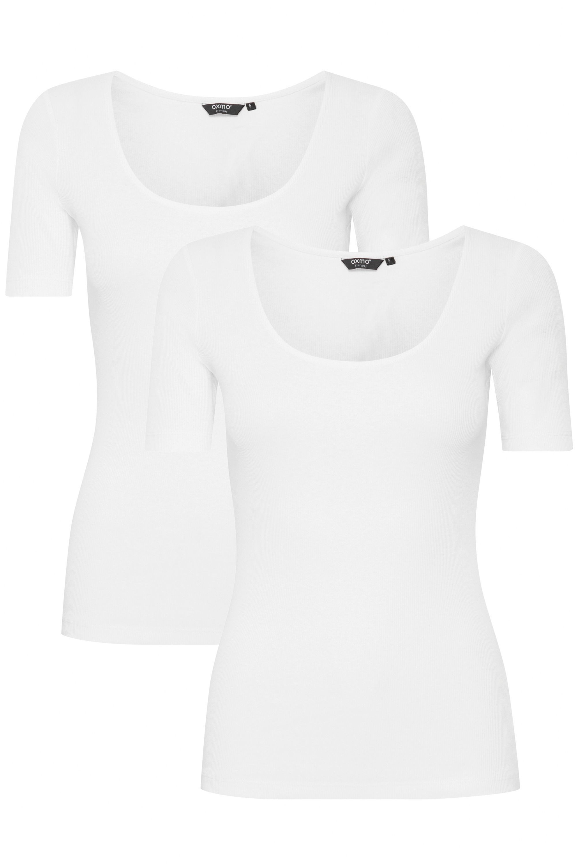 OXMO T-Shirt OXIsan (2-tlg) 2er Pack Basic T-Shirt aus Rippstoff