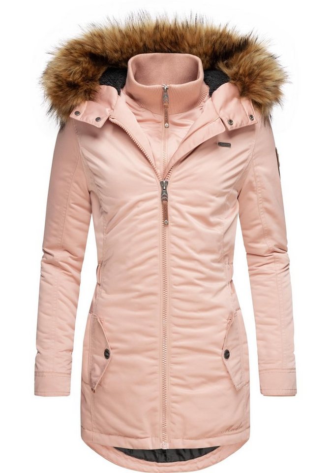Marikoo Damen Wintermantel Winterparka mit abnehmbarem Kunstfell Sanakoo XS-XXL