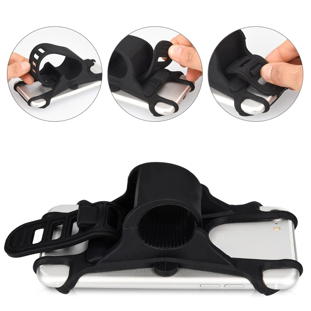 kwmobile Fahrradtasche Handy Fahrrad Halterung Universal Halter (1-tlg), Fahrradhalterung Handyhalterung aus Silikon für alle Fahrradlenker