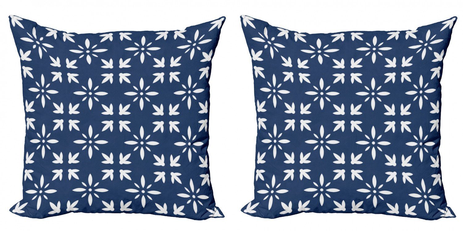 Accent Blütenblätter Abakuhaus Stück), blau Digitaldruck, Modern Navy Kissenbezüge (2 Doppelseitiger Moderne