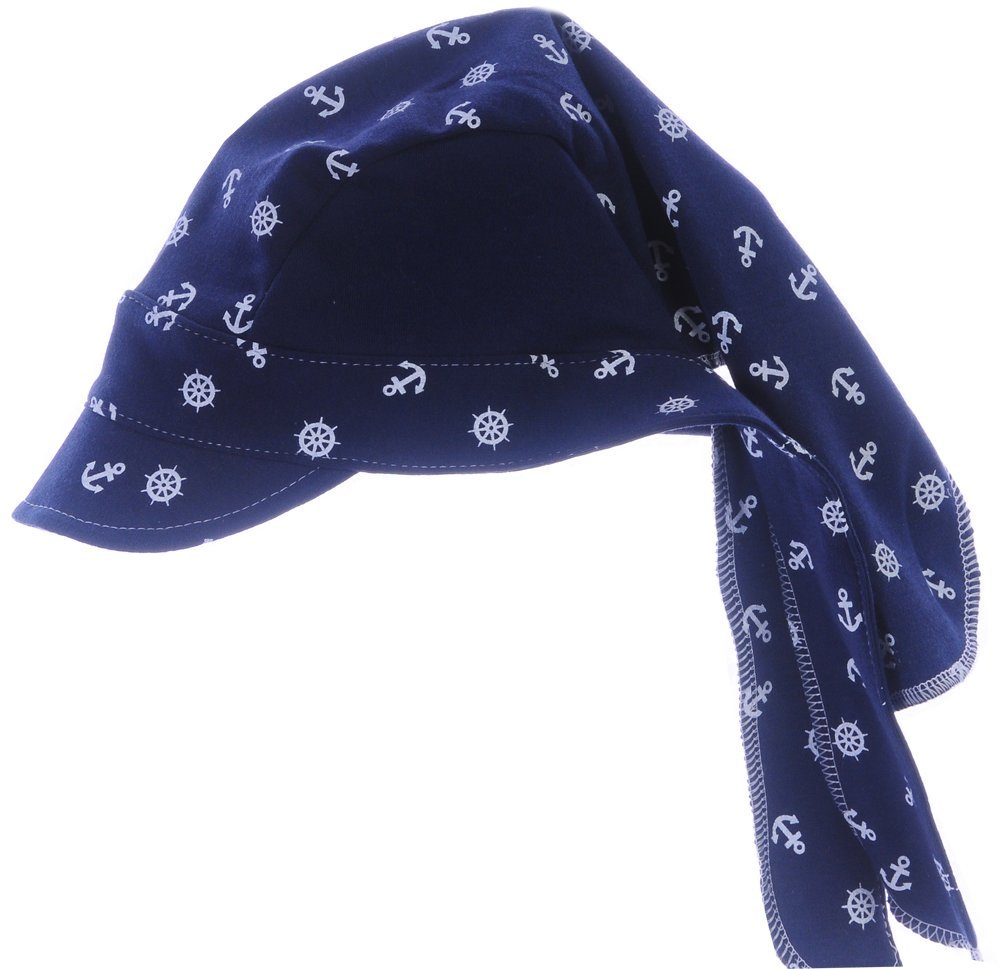La Bortini Kopftuch Baby Kinder Kopftuch Bandana in Blau mit Anker Sommer Mütze mit Schild, aus reiner Baumwolle, 42 43 44 45 46 47 48 49 50 51 52 53 54