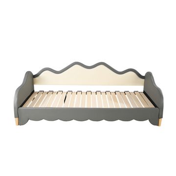 Ulife Polsterbett Kinderbett 90(180)*190cm, 2-in-1 Multifunktions-Schlafsofa, Tagesbett aus PU-Leder mit LED-Beleuchtung, mit Lattenrost