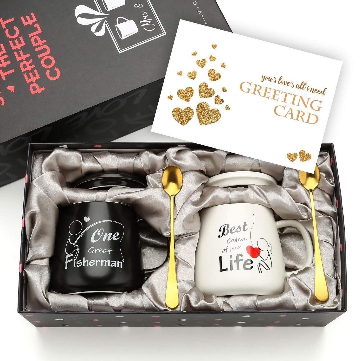 LuxusKollektion Kaffeeservice Kaffee Paar Tassen Geschenkset Mr Mrs Marmor Gold