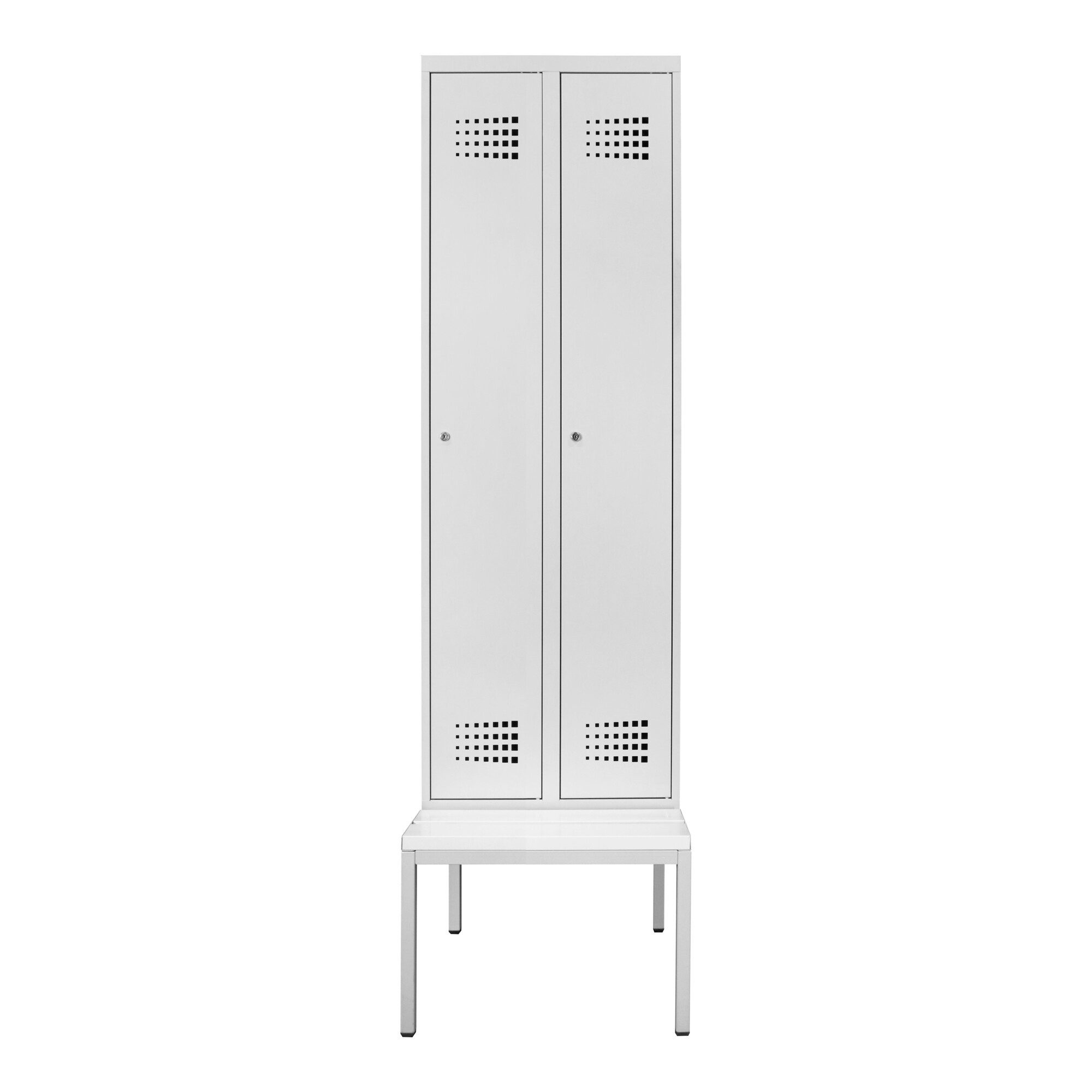 Stier Garderobenschrank STIER Garderobenspind Premium mit Sitzbankuntergestell 2 Abteile Zylin