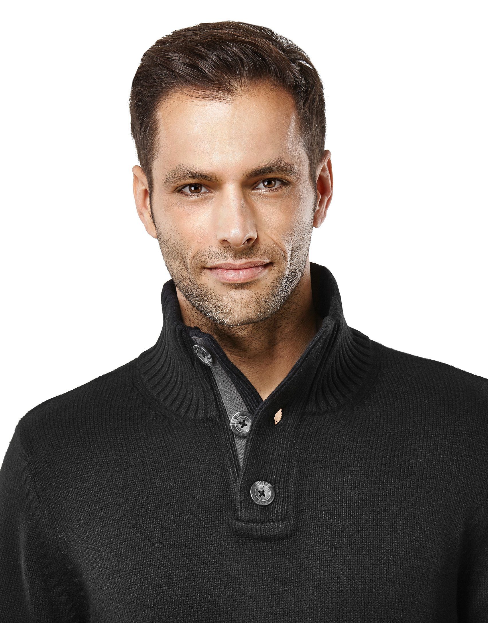 Vincenzo Boretti V-Ausschnitt-Pullover tailliert Stehkragen günstig online kaufen