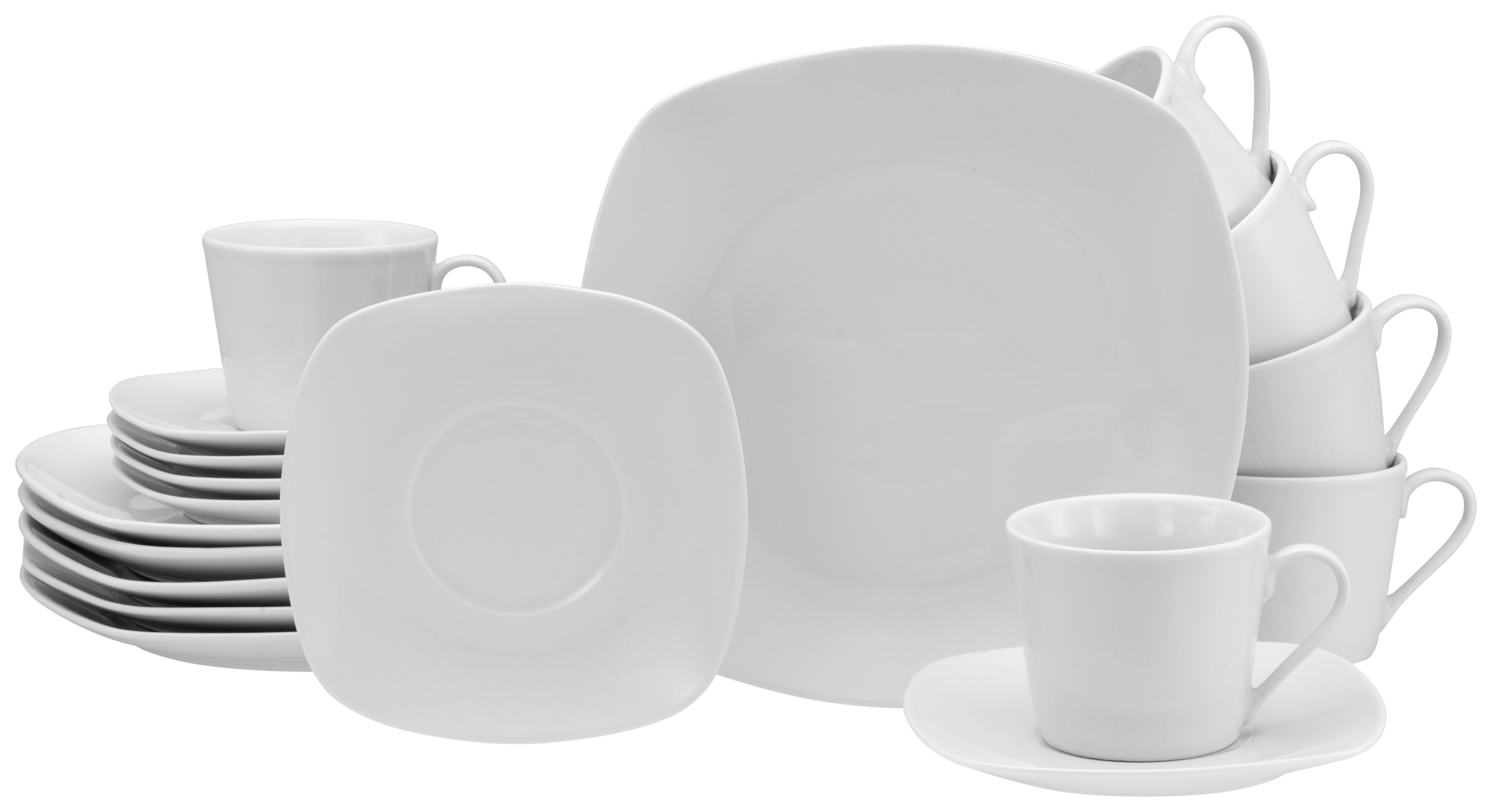 CreaTable Кофейный сервиз Geschirr-Set Amelie (18-tlg), 6 Personen, Porzellan, Service, weiß, 18 Teile, für 6 Personen
