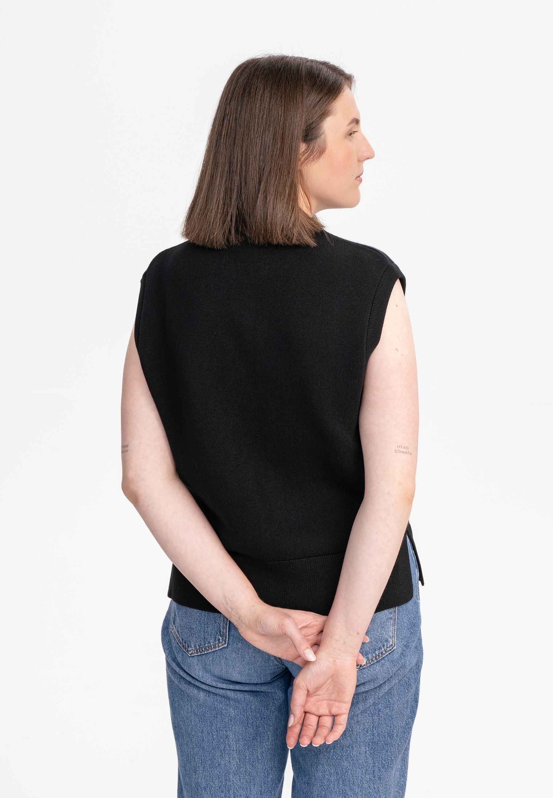 MELA Pullunder Jacquard Strick Pullunder Style JAMUNA Weicher Jacquard Strick