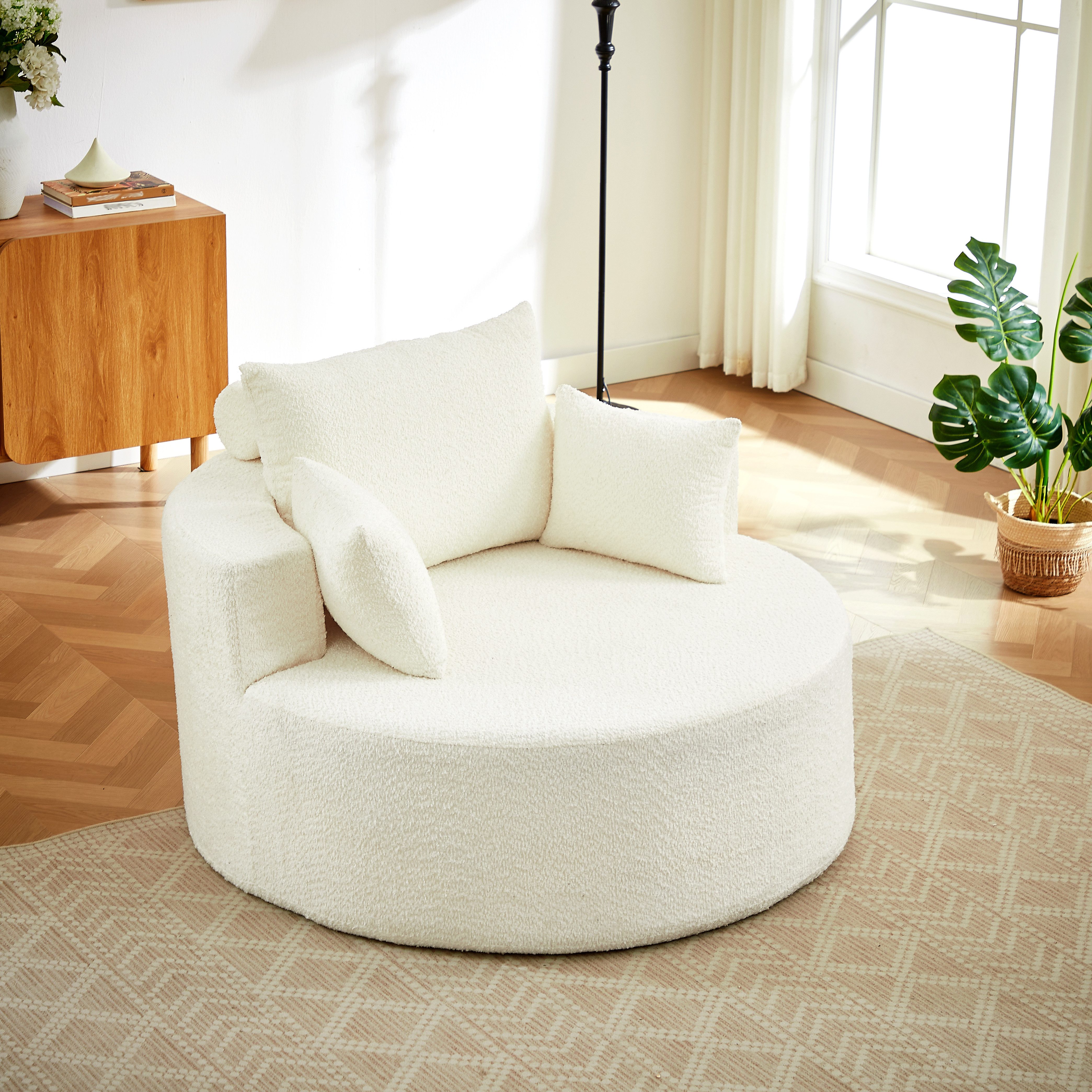 OKWISH Relaxsessel Moderner Schlafsessel mit flauschigem Design (Chenille-Schaumstoff-Einzelsessel, 1-St., 127*127*85), mit Relaxfunktion