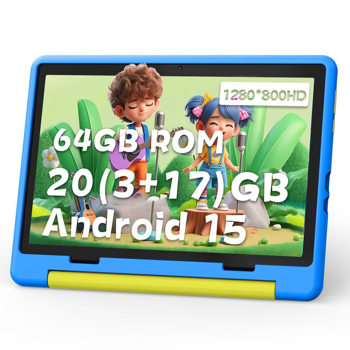 BUFO 10'' Android 64GB 1280x800 HD IPS WiFi 6 Lern Kinder Tablet (10", 64 GB, Android 15, 5G WiFi, Kids Bumper Blau, Elterliche Kontrolle, Anti-Blaulicht)