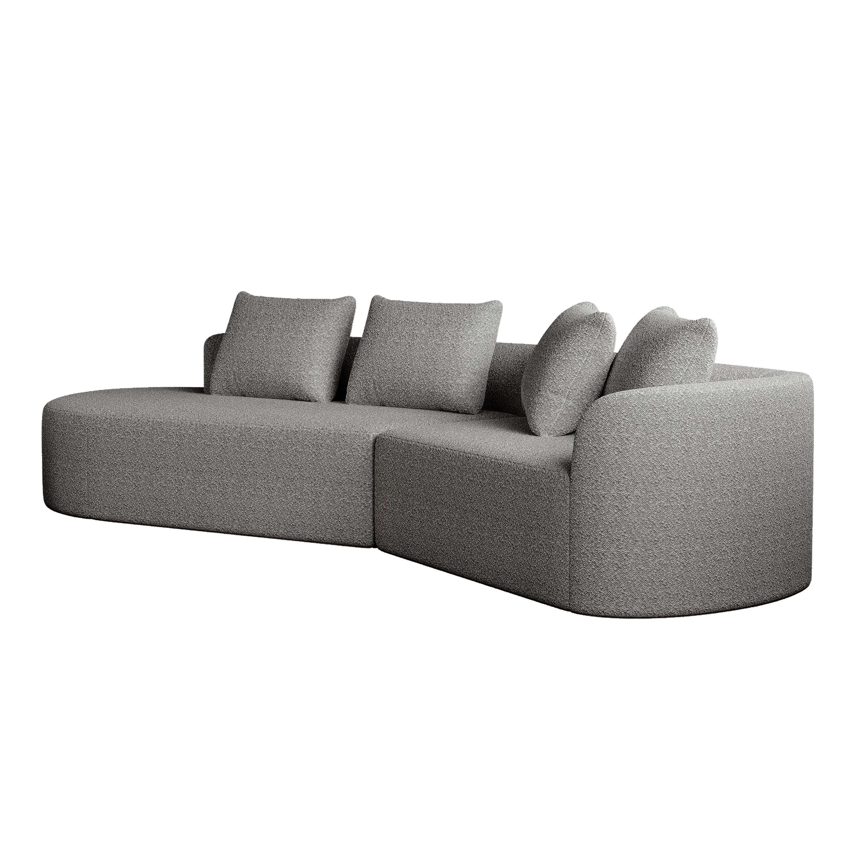 MODFU Ecksofa Bequemes Loungesofa für Wohnzimmer und Schlafzimmer, Modernes Chenille Sofa 4-Sitzer mit extratiefer Sitzfläche, geschwungene Eckcouch mit 4 Zierkissen 1 Teile, mit Relaxfunktion