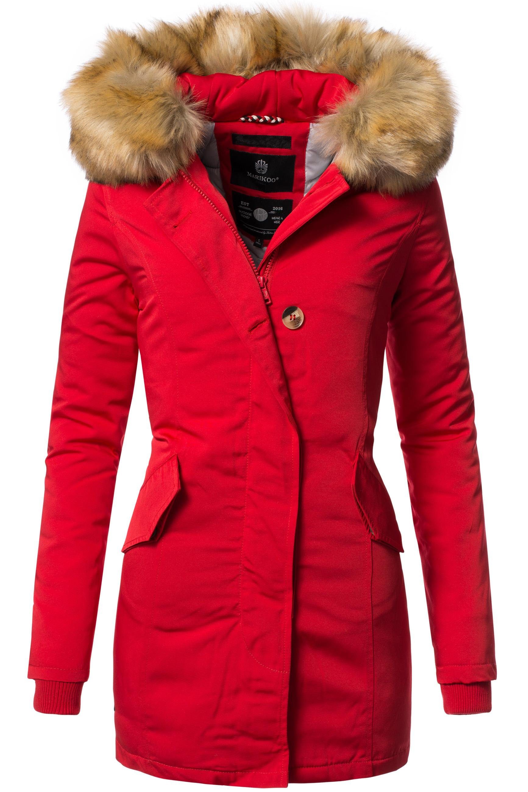 Marikoo Wintermantel »Karmaa« edler Parka m. Kunstfellkapuze Marikoo Damen Winter Mantel Winterparka Karmaa Navy Gr. 4XL