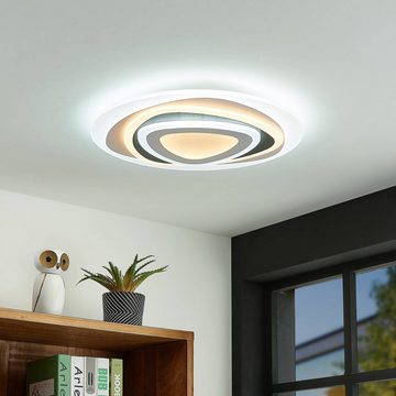 Lindby LED Deckenleuchte Rebeka, dimmbar, LED-Leuchtmittel fest verbaut, Farbwechsel warmweiß / tageslicht, Modern, Metall, Kunststoff, weiß, anthrazit, opal, 1 flammig, inkl.