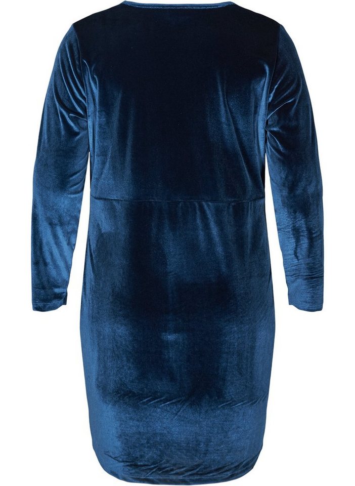 Zizzi Partykleid Damen Große Größen Kleid Samt Langarm V-Ausschnitt Abendkleid in
