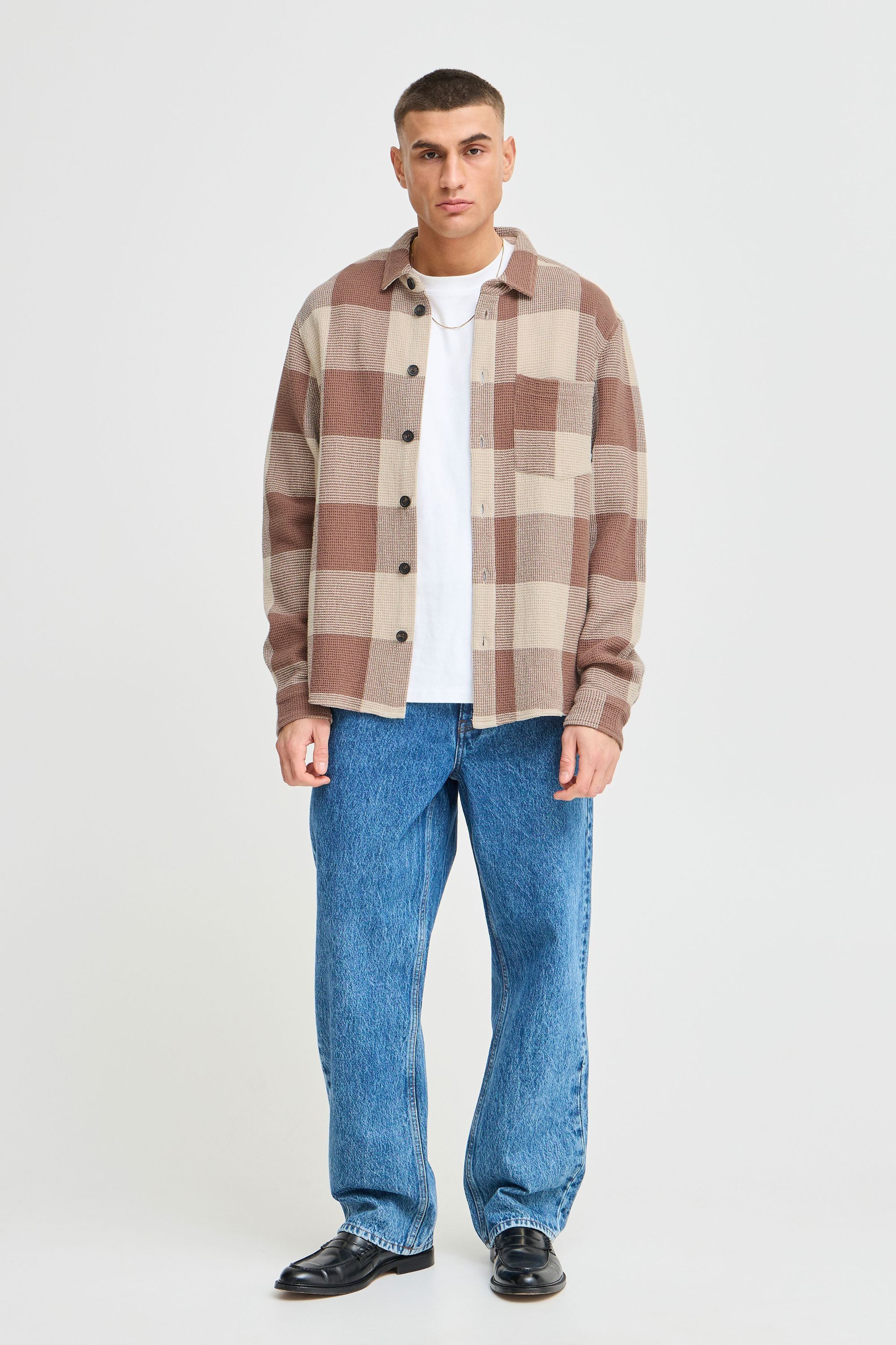 !Solid Langarmhemd SDOLIVER WAFFLE CHECK Lässiges Baumwollhemd