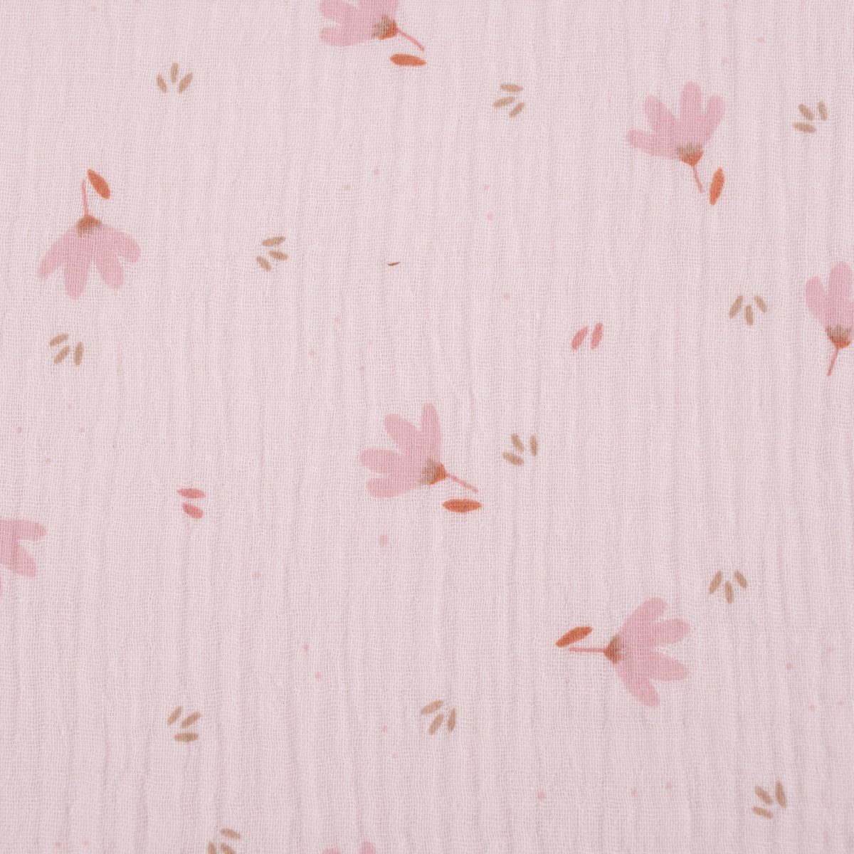 SCHÖNER LEBEN. Stoff Musselin Stoff Baumwolle Meterware Sevia Blümchen rosa 1,30m Breite, atmungsaktiv