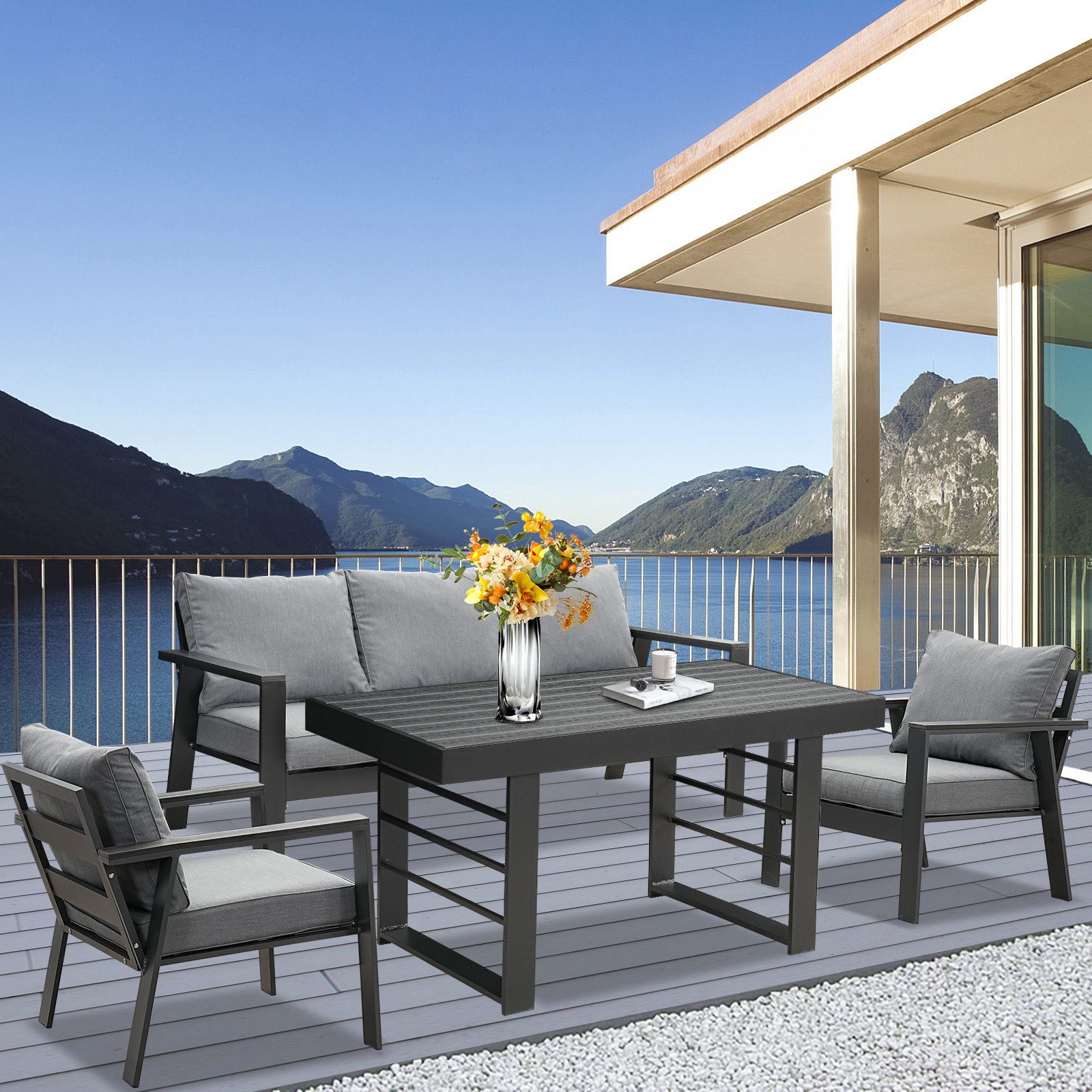 MeXo Gartenlounge-Set Gartenmöbel Set Aluminium Loungeset günstig online kaufen