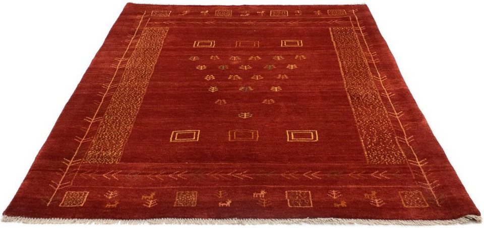 Wollteppich Gabbeh Teppich handgeknüpft lachs, morgenland, rechteckig, Höhe:  18 mm, handgeknüpft, Traditionell & aufwändig von Hand geknüpft