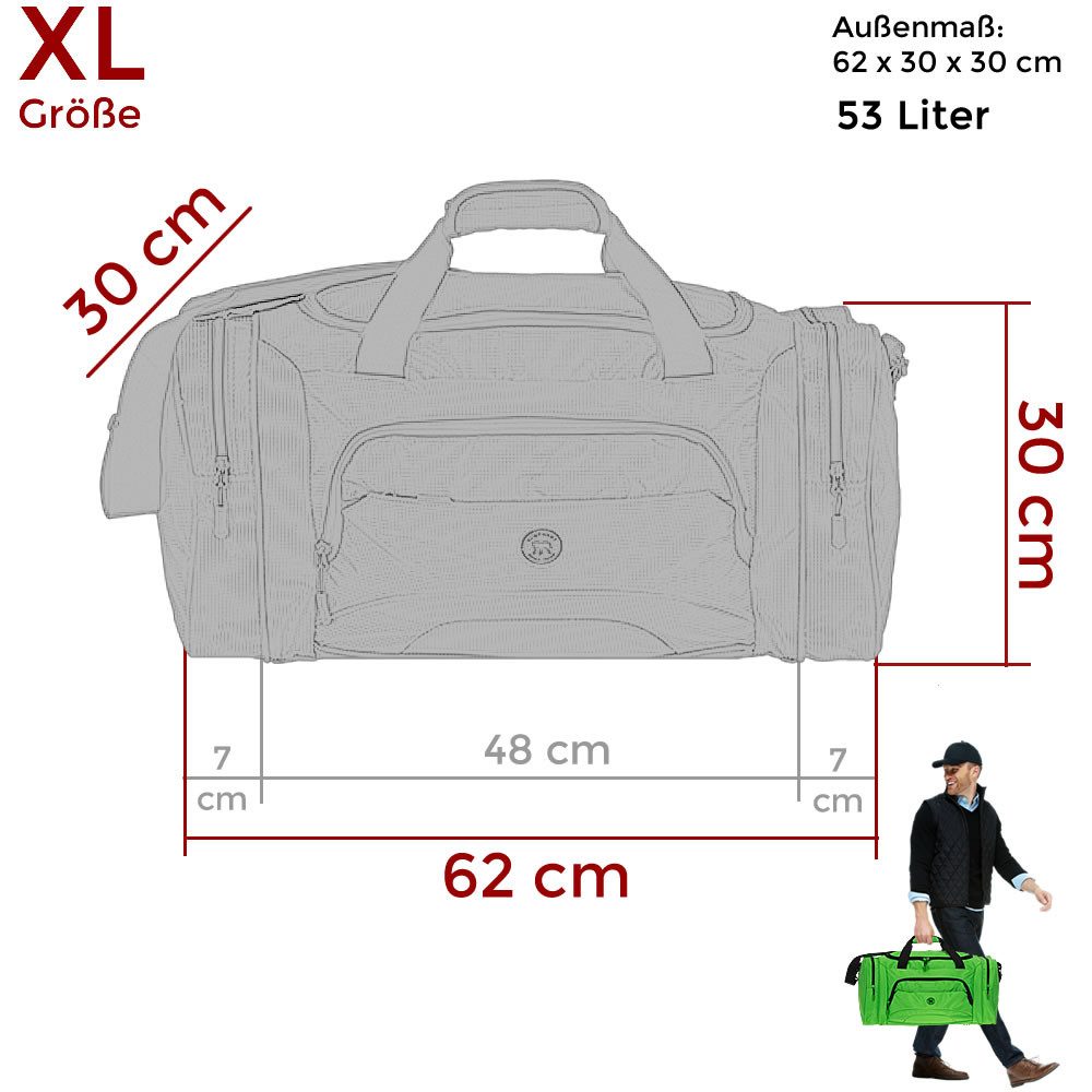 ELEPHANT Sporttasche Reisetasche Saunatasche Damen Herren groß 62 cm XL, Color Sport Reise Sauna Tasche Fitness Gym + Flasche