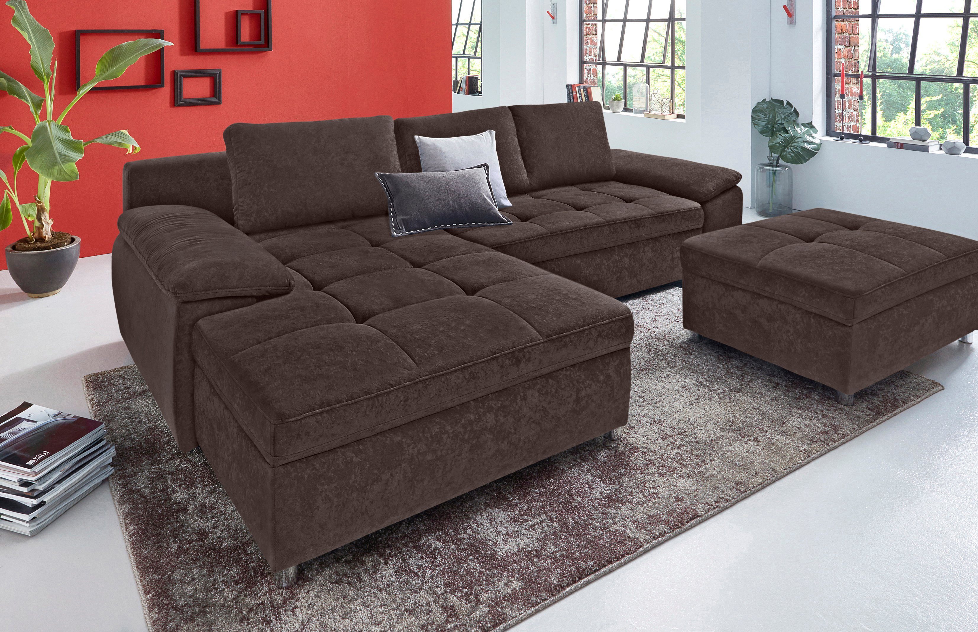 Home affaire Ecksofa Labene L-Form, wahlweise mit Bettfunktion und Bettkasten, auch als XXL-Variante