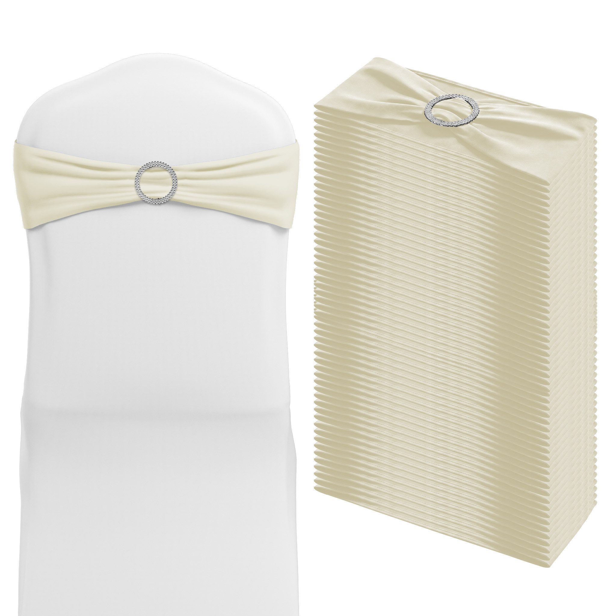 FIVMEN Hussen-Set Stuhlschleifen Elastische Stuhlbänder Schleife & Schiebeschnalle, bis max.50cm Dehnlänge für Feier Hotel Party Dekoration 10er/30er