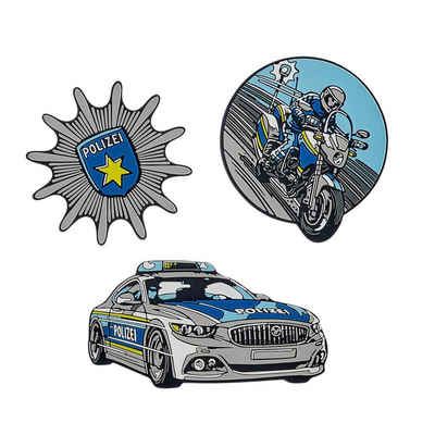 Scout Schulranzen Funny Snaps Blue Police 3-tlg. (3-teilig), austauschbare Steckmotive