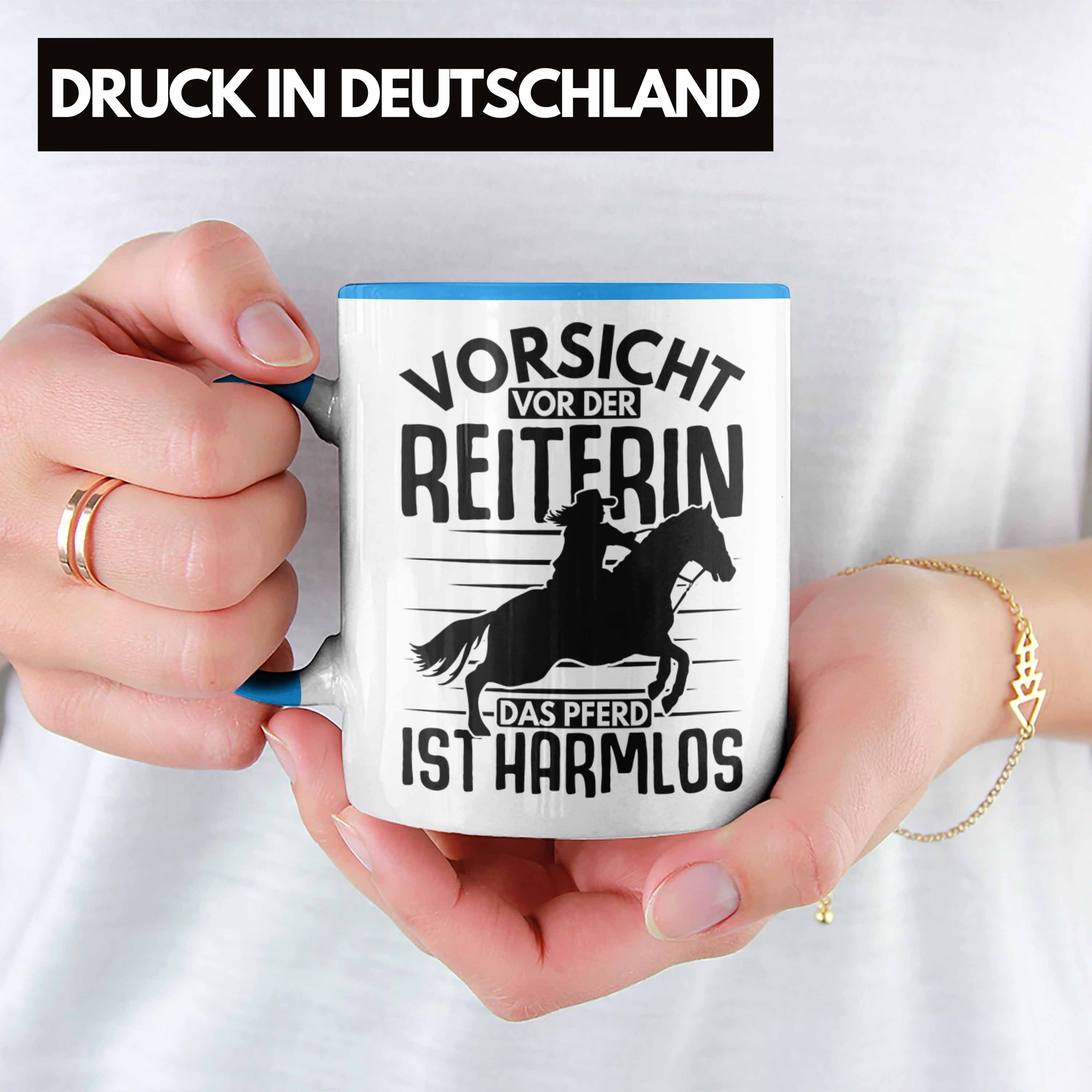 Trendation Tasse Reiterin Geschenk Vorsicht Blau Lustige Reiter Sprüche Der - Vor Pferde Reiterin Geschenkidee Tasse Trendation Mädchen