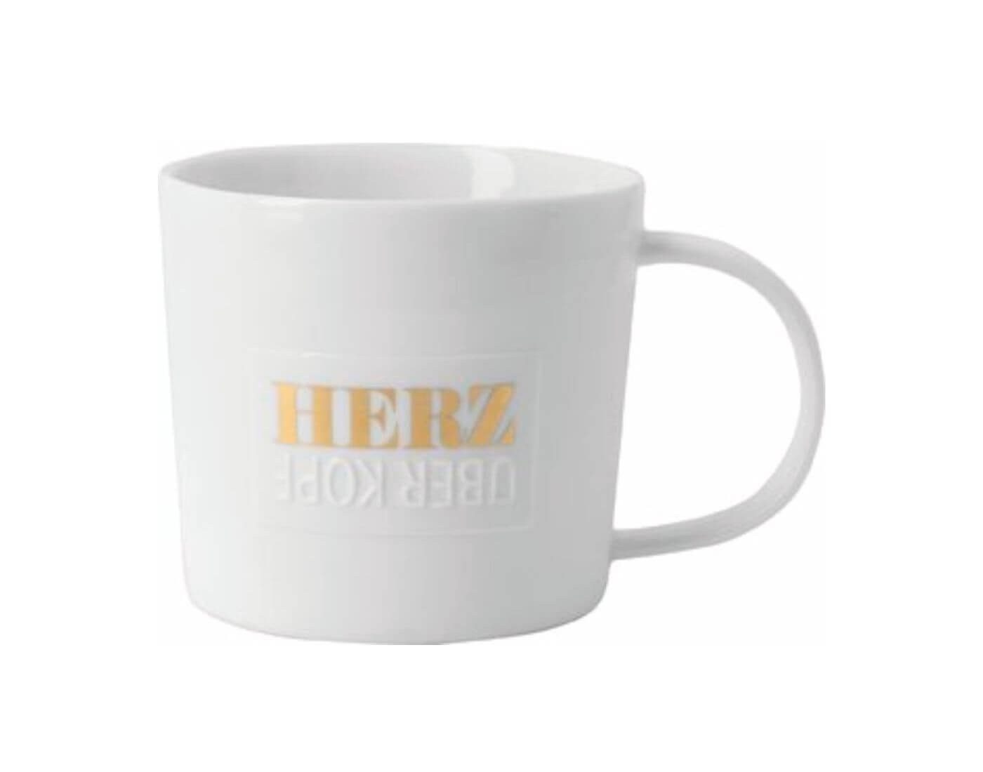Räder Design Tasse Poesietasse Herz über Kopf