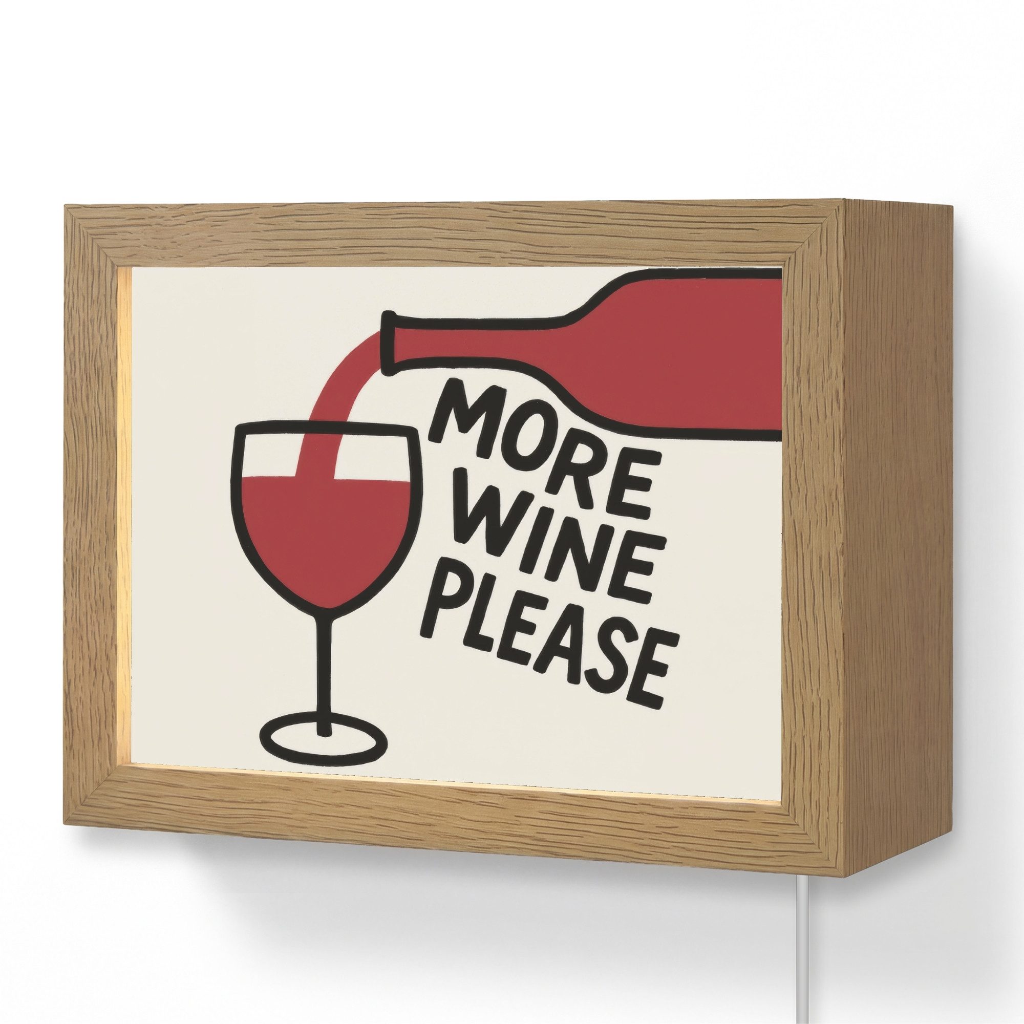 OnlyWow Wandleuchte Lightbox Weinflasche - Zitat - Rot - Glas, Dimmbar, Farbwechsel, LED, Warmweiß, Kaltweiß, Neutralweiß Einstellbar, Wandlampe Innen, Dimmbar, mit Kabel, LED, Modern, Flur
