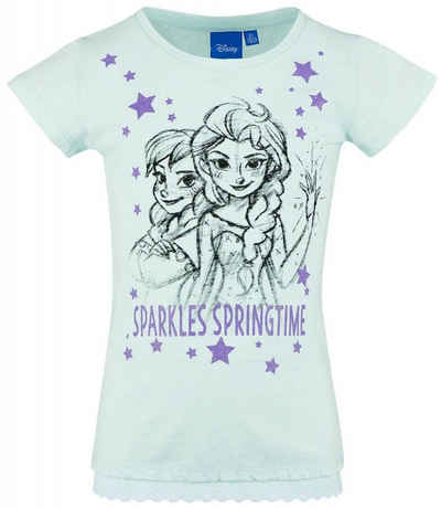 Disney Frozen T-Shirt FROZEN Die Eiskönigin T-Shirt Mädchen Türkis Rüschen 104 116 128 140