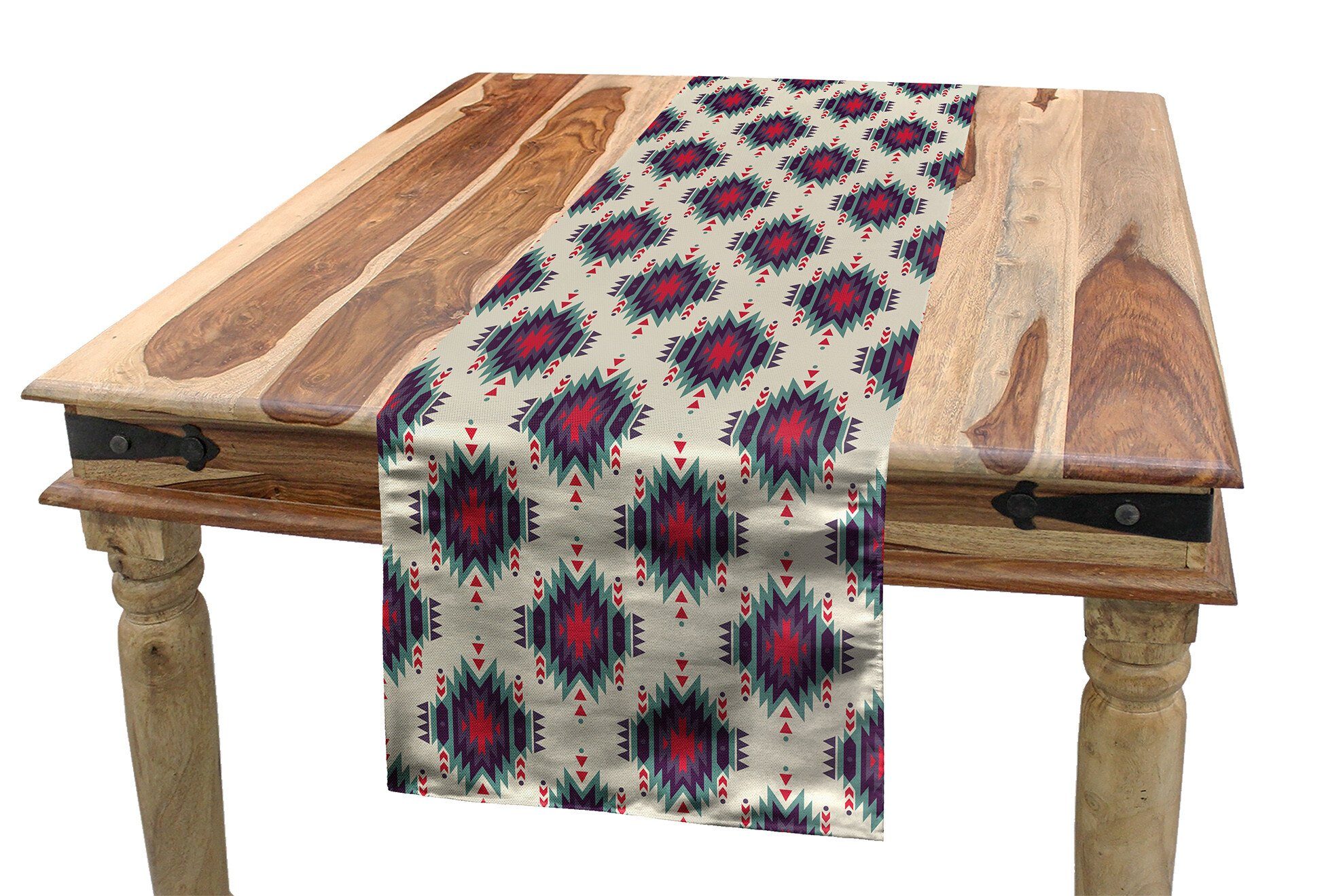 Abakuhaus Tischläufer Esszimmer Küche Rechteckiger Dekorativer Tischläufer, Amerikanischer Ureinwohner Zier ethnische Motive