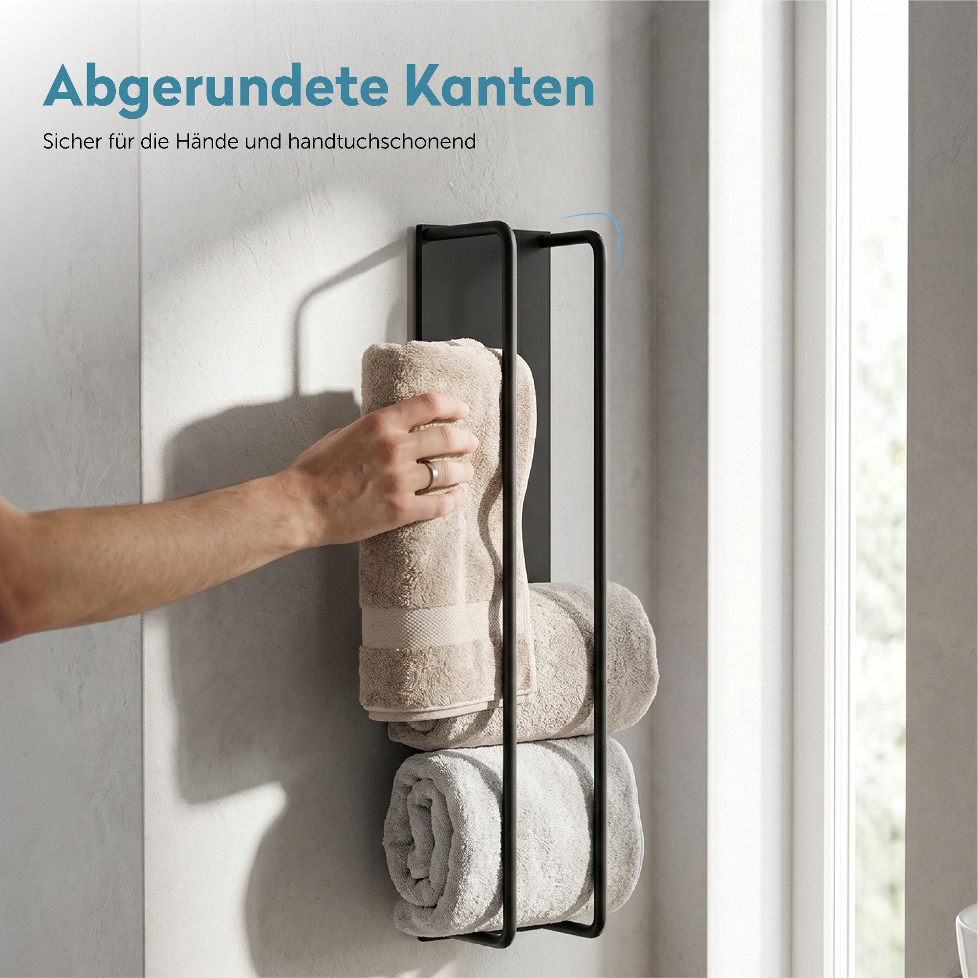 doporro Handtuchhalter Handtuchstange ohne Bohren selbstklebend aus Metall 40cm Tavrin-03, Horizontal und vertikale benutzt möglich – Bild 3 von 5