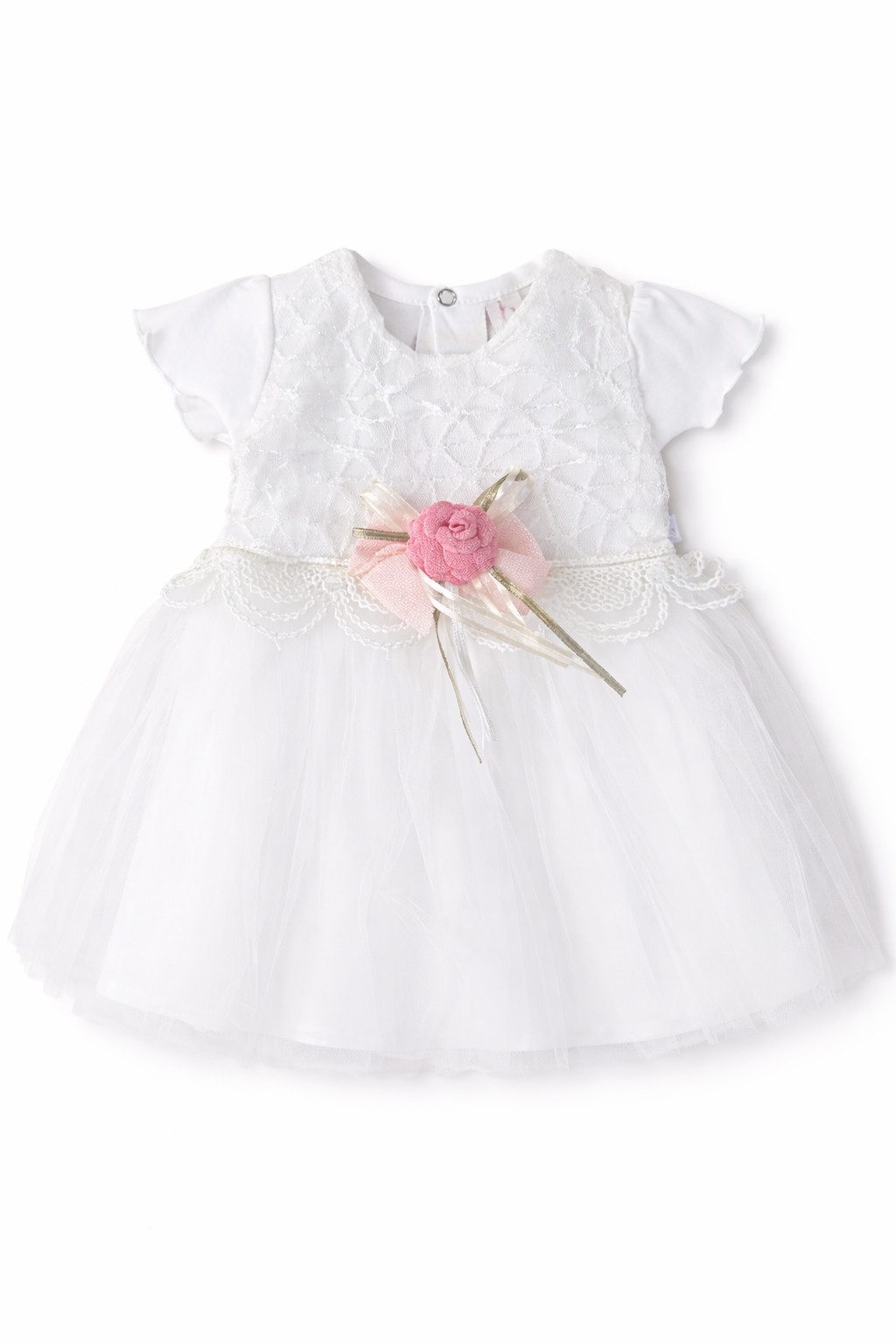 Lorey Medtec Taufkleid Festliches Prinzessin Kleid, Party Kleid, Spitze, 100% Baumwolle, Weiß Spitze, Tüll