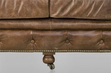 Casa Padrino Chesterfield-Sofa Chesterfield Luxus Echt Leder Sofa 2.5 Seater Vintage Leder von Cigar