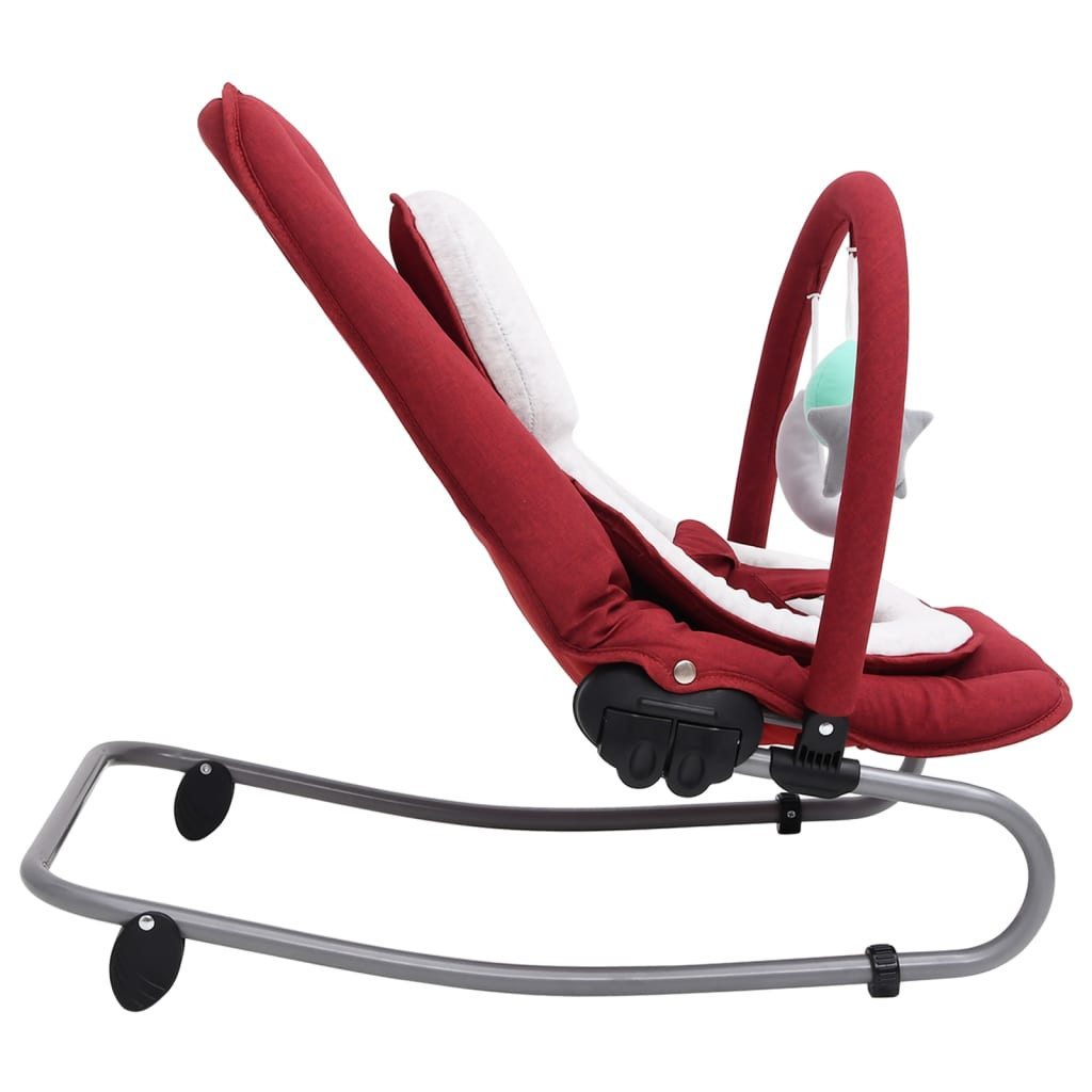 vidaXL Baby Bouncer Baby Bouncer Baby Seat Rocking Bouncer Swing Seat with Toy Arch Red Steel
