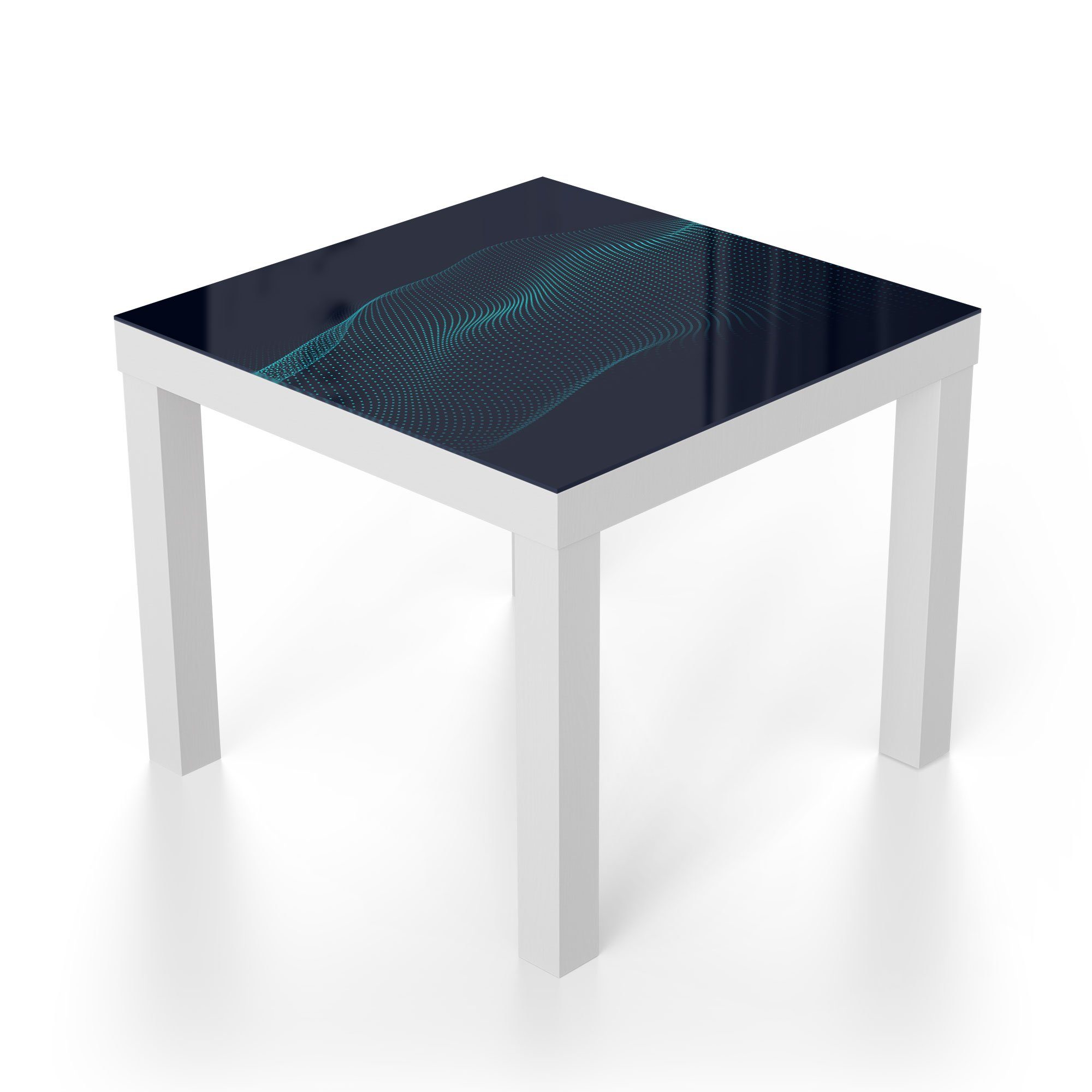 Glastisch 'Virtuelles DEQORI Punktegeflecht', Beistelltisch Glas modern Weiß Couchtisch