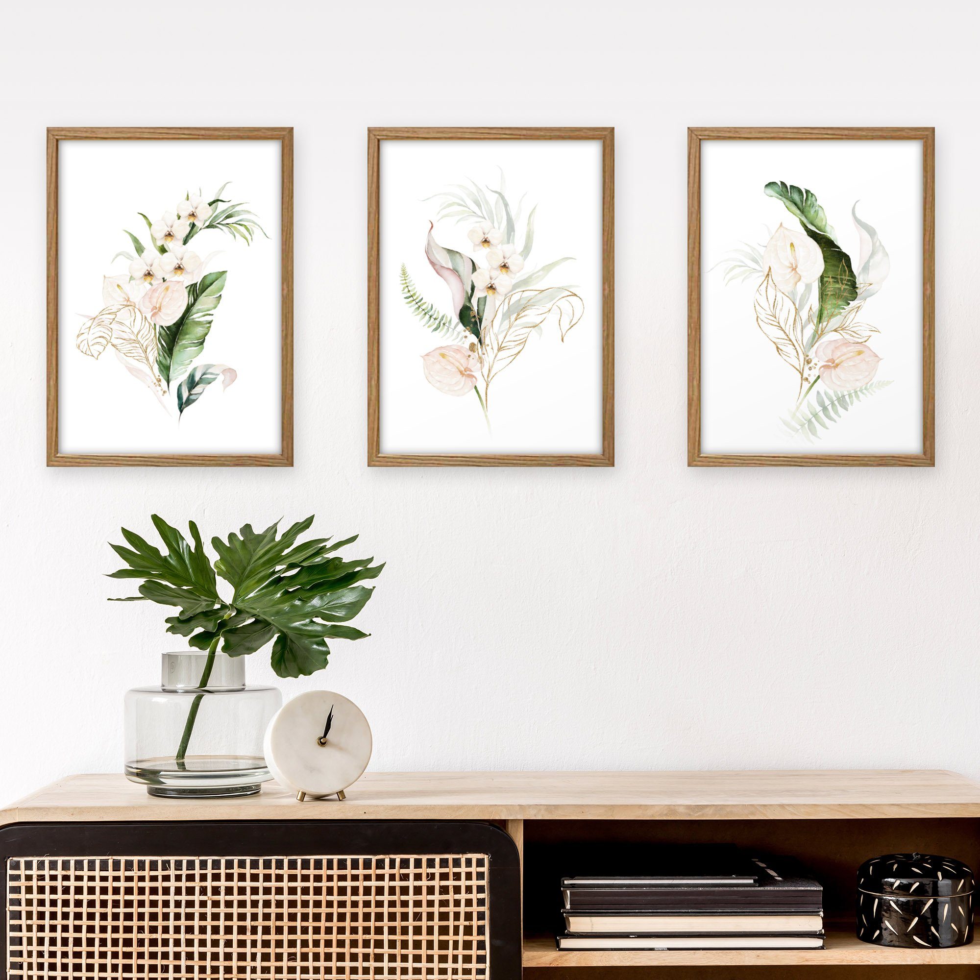 Kreative Feder Poster Weiße Orchideen, Blumen günstig online kaufen
