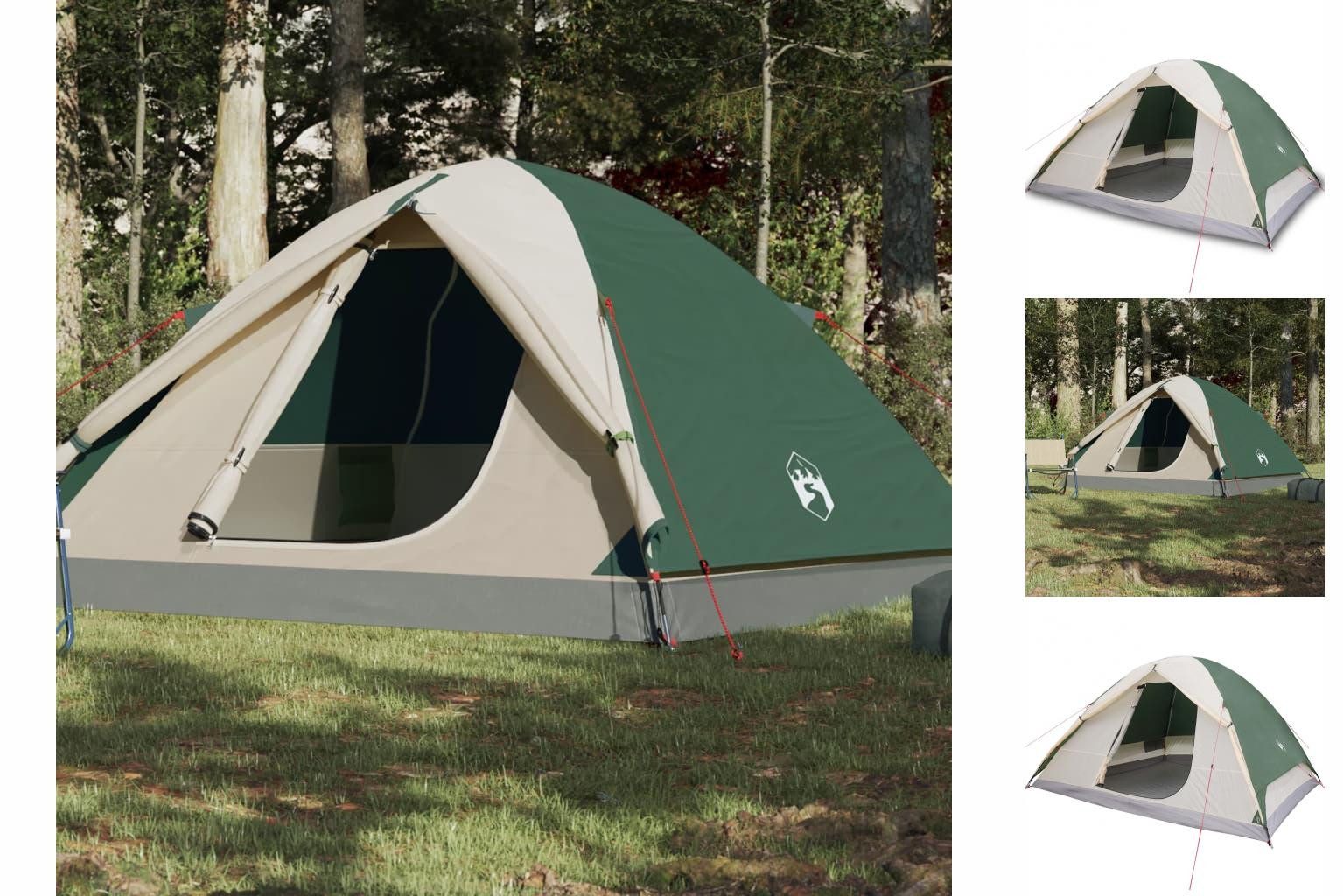 vidaXL Vorzelt Campingzelt 6 Personen Grün 348x340x190 cm 190T Taft