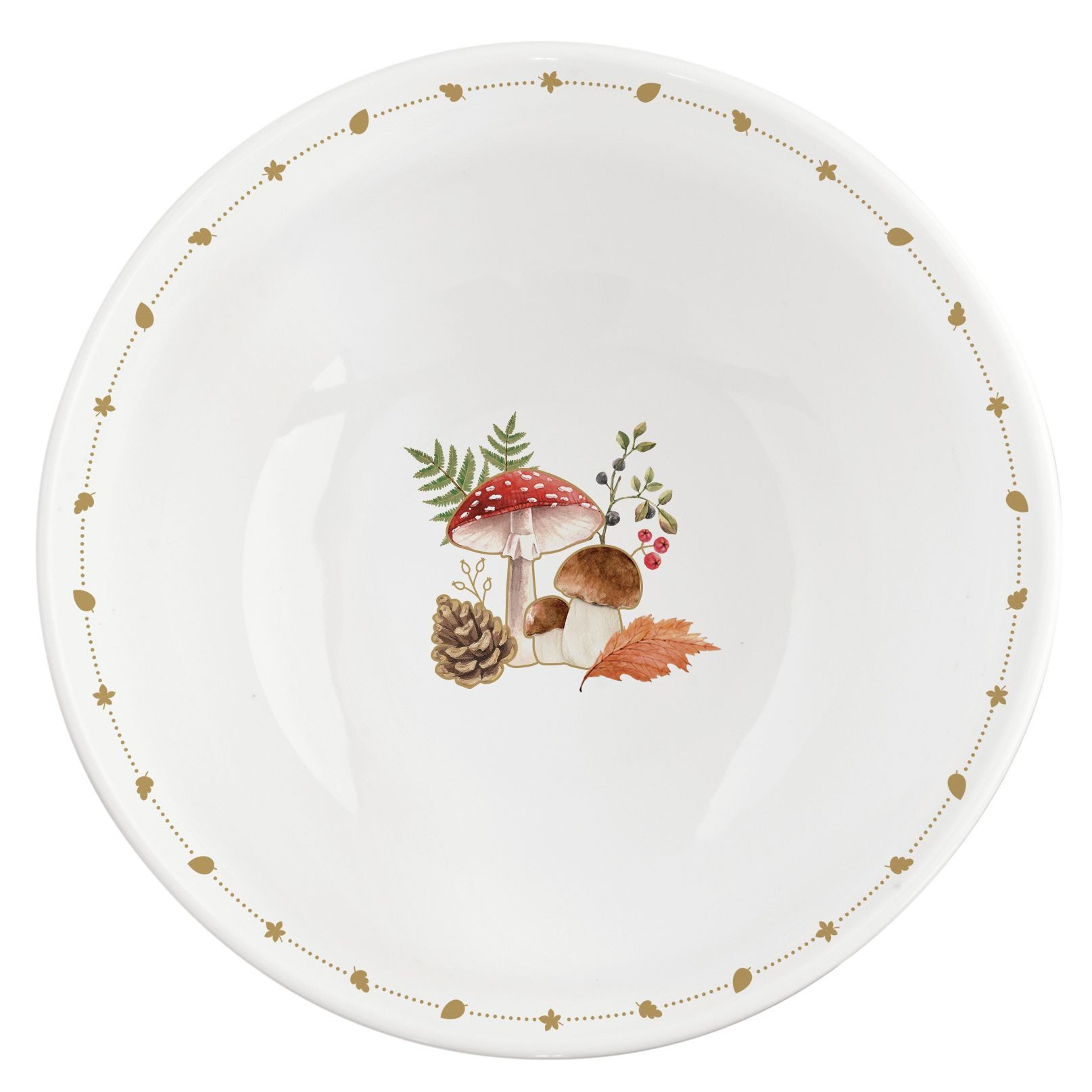EasyLife Dessertschale Autumn Breeze, Porzellan, Spülmaschinengeeignet, Weiß, Herbst, Blätter, Eichhörnchen, H: 5.5cm