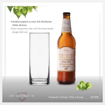 PLATINUX Bierglas Hohe Biergläser, Glas, 500ml (max. 630ml) Set 6-Teilig Kölschglas Spülmaschinengeeignet