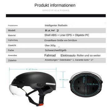 yozhiqu Helmkamera-Recorder, Outdoor-Sport-Fahrradhelm, 1080P HD-Aufnahme Dashcam (Multimodus-Scheinwerfer + Warnrücklicht, serienmäßige Warnbrille)