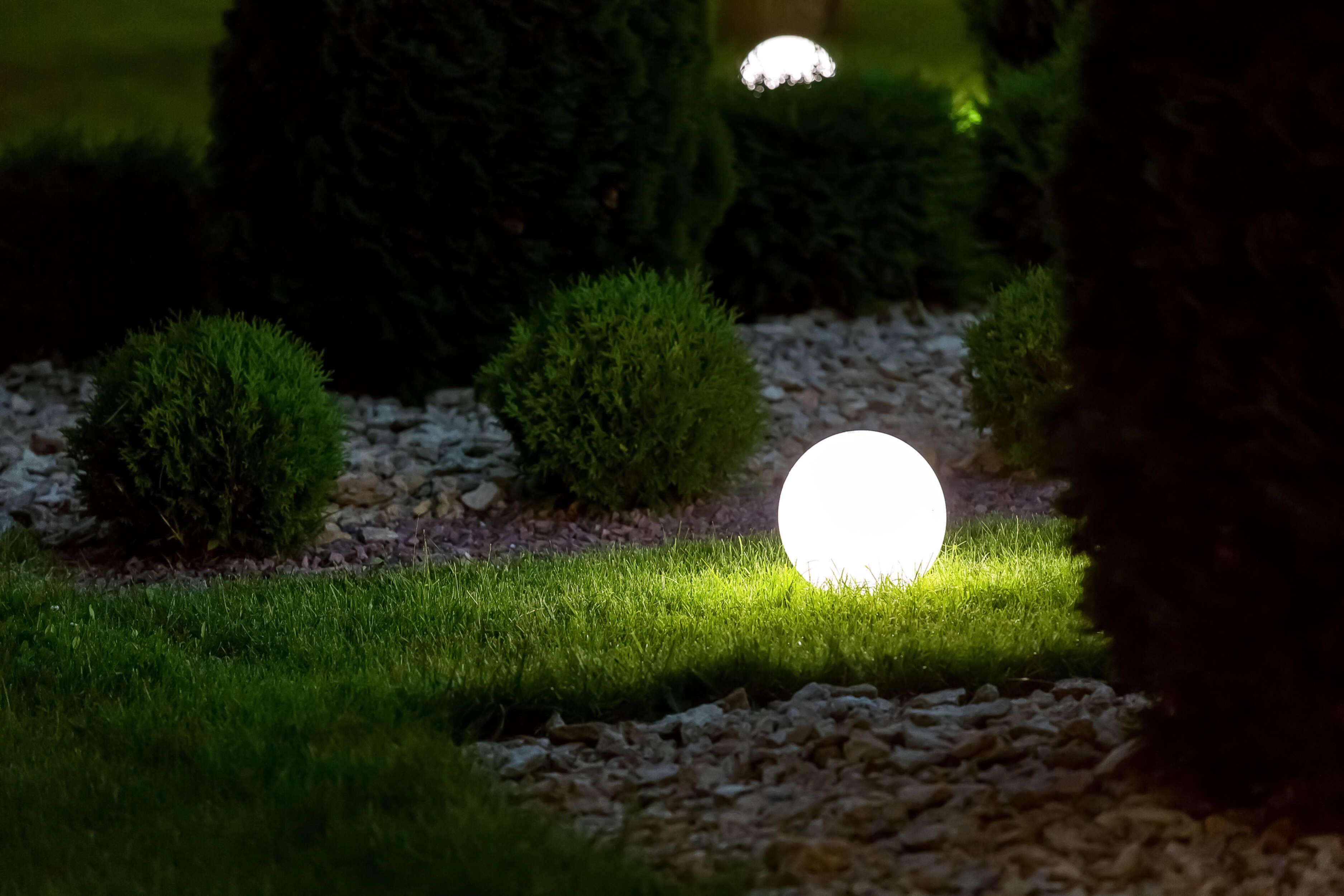 näve LED Solarleuchte Außen Kugelerdspieß "BALL" D: 20 cm, ohne Leuchtmittel, Inkl. Anschlußleitung ca. 2,75 m