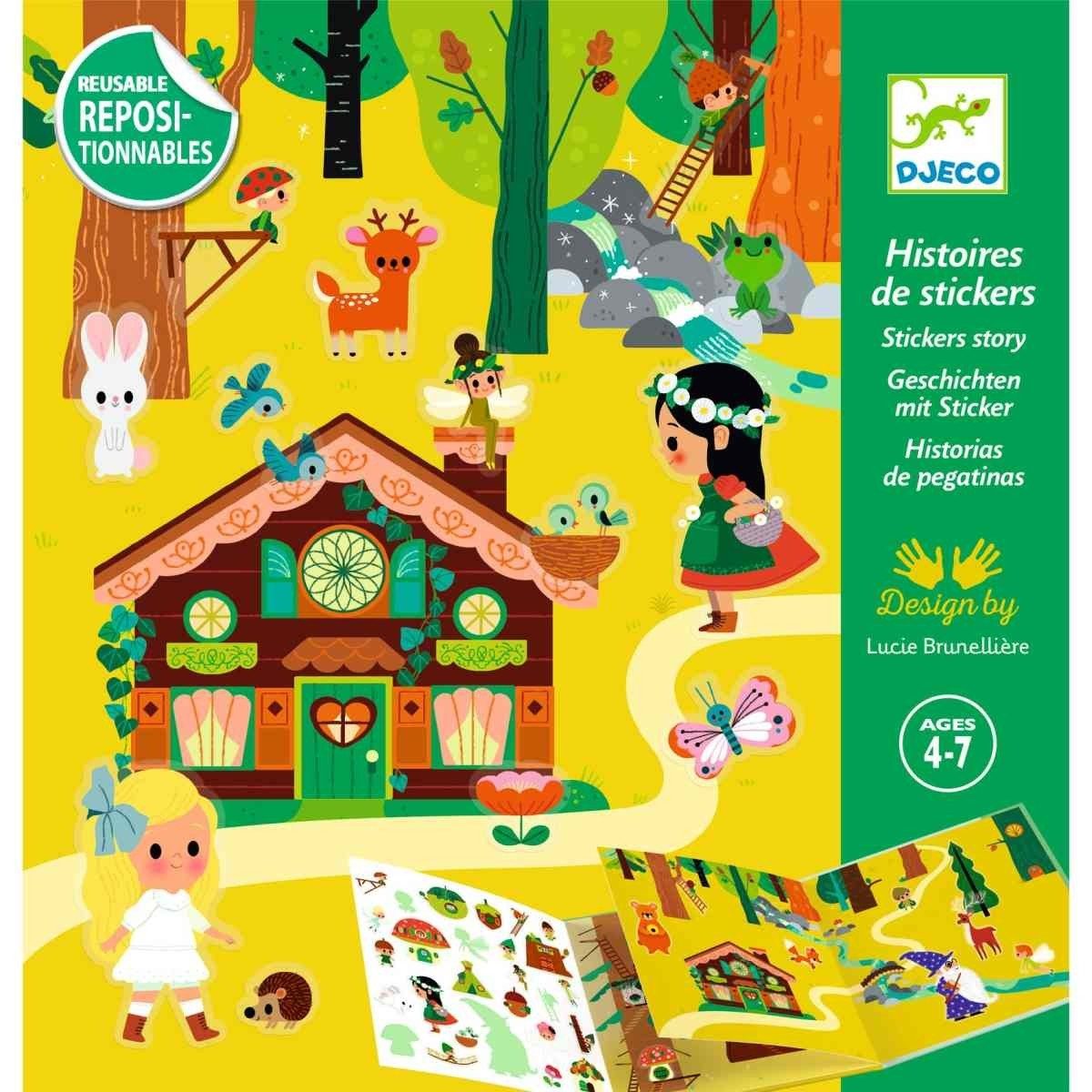 DJECO Kreativset Stickerbuch: Zauberwald Kreativset für Kinder