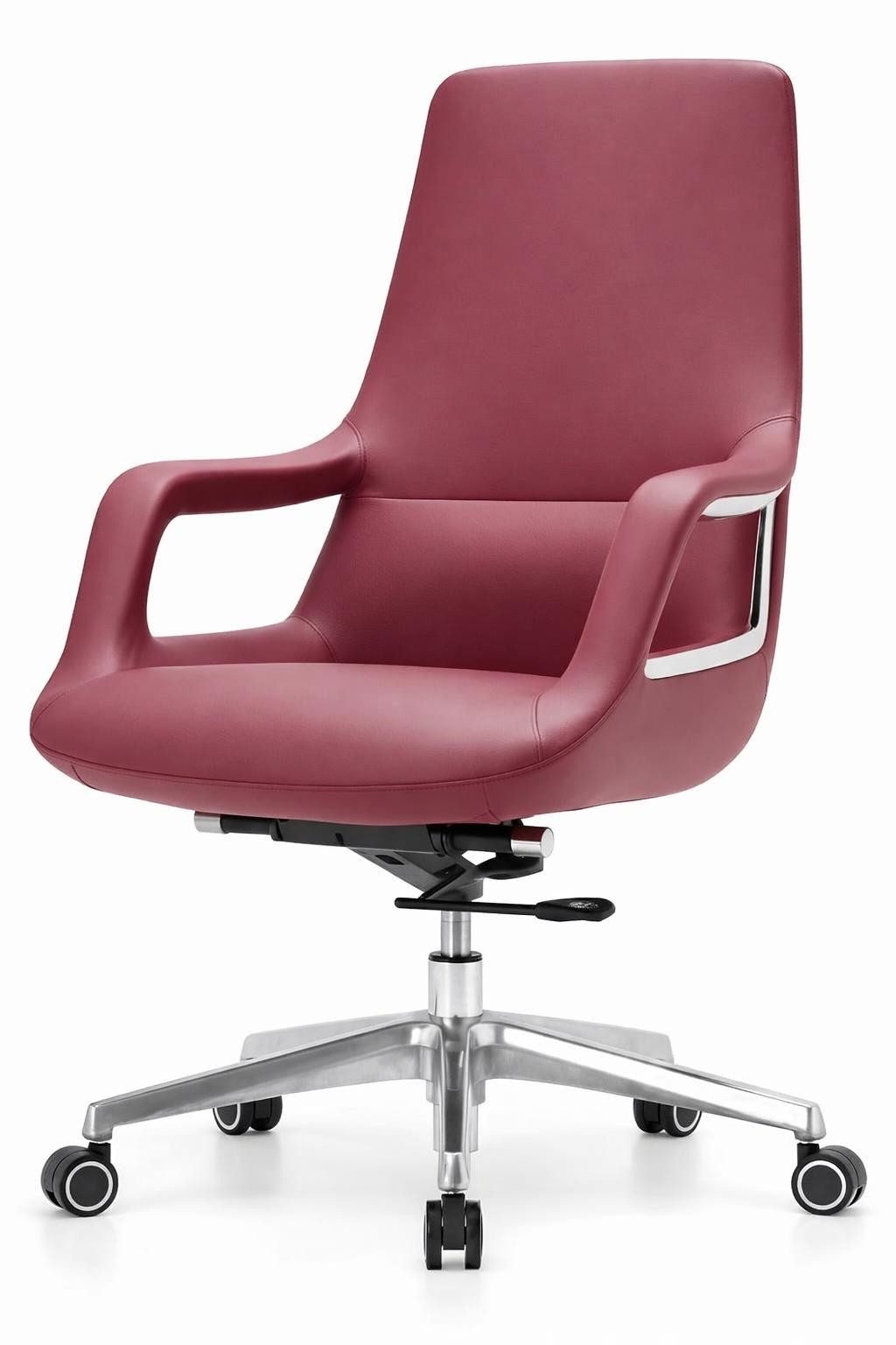 Xlmoebel Chefsessel Bordeauxroter Chefsessel mit Aluminiumgestell und Armlehnen, Made in Europa