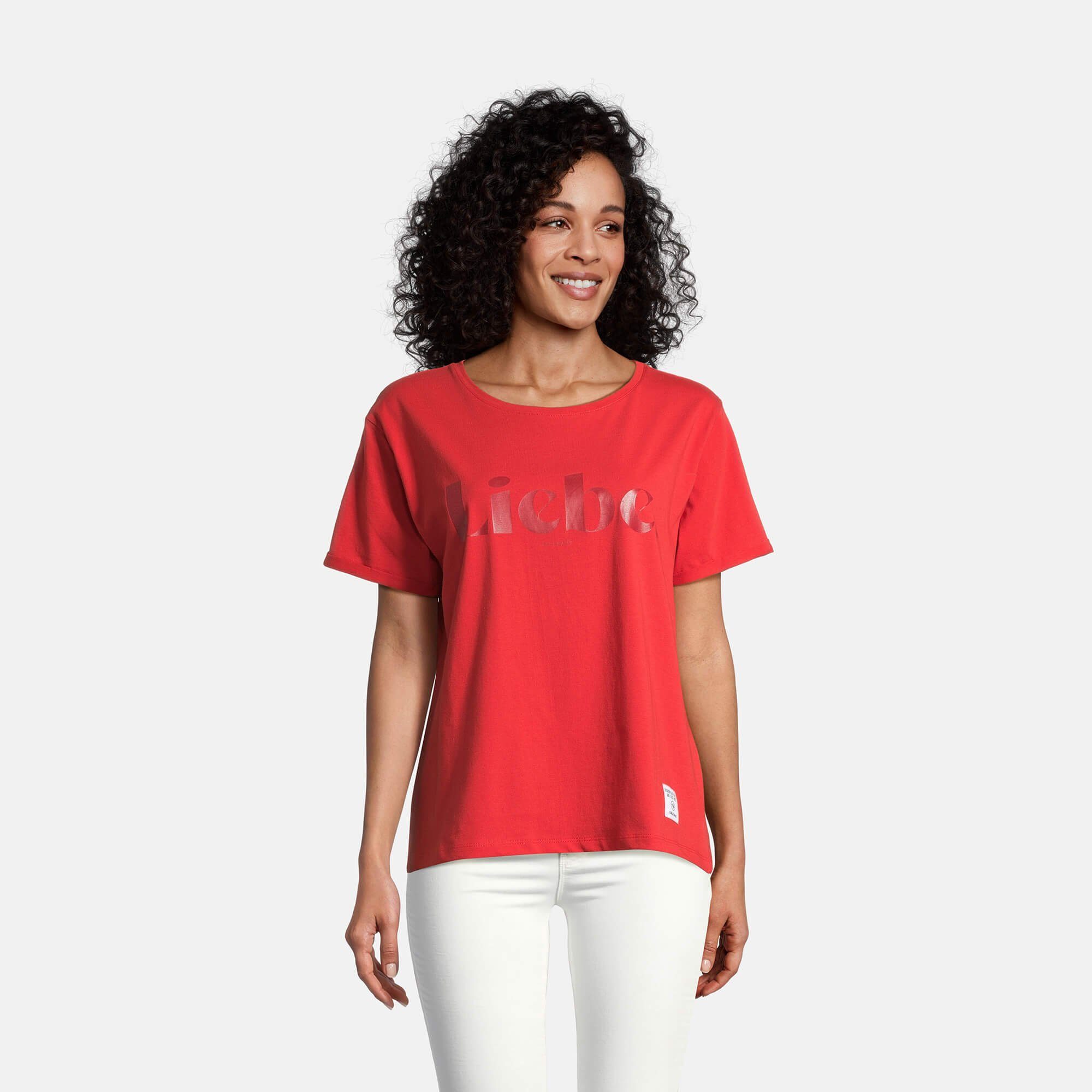 Damen Moratz red aus mit Baumwolle Front-Beflockung salzhaut T-Shirt chilli Kurzarm-Shirt Liebe