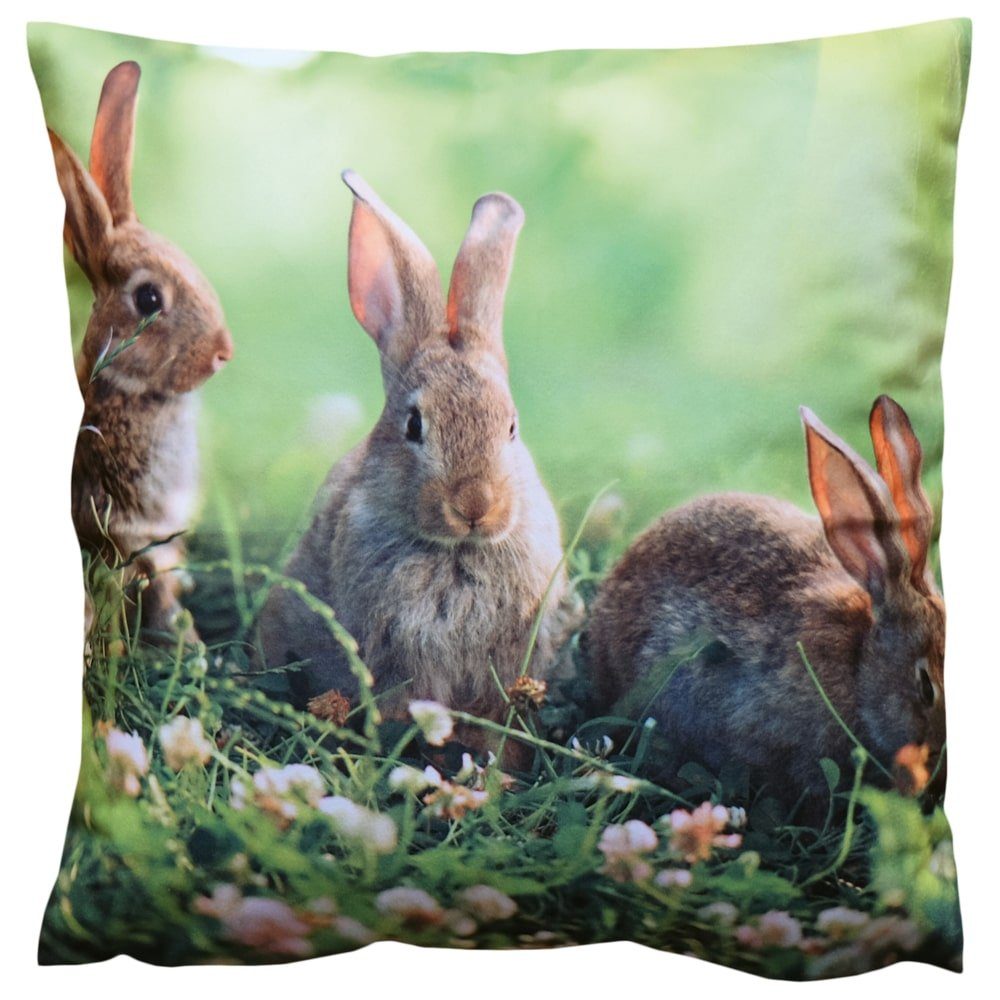 matches21 HOME & HOBBY Kissenbezüge Kissen-Bezug putzige Osterhasen 40x40 cm, (1 Stück), Wohnzimmer Kissen-Hülle als Deko-Kissen Zier-Kissen Sofa-Kissen