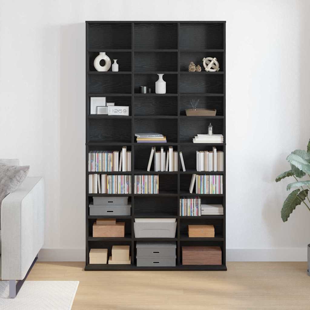 vidaXL CD-Regal CD-Schrank mit Regal Schwarz Eichen-Optik 101 x 23 x 177,5 cm, 1-tlg.