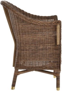 Krines Home Relaxsessel Rattansessel Esszimmersessel echtes Rattan Rattanstuhl mit Armlehnen, Mit Armlehnen