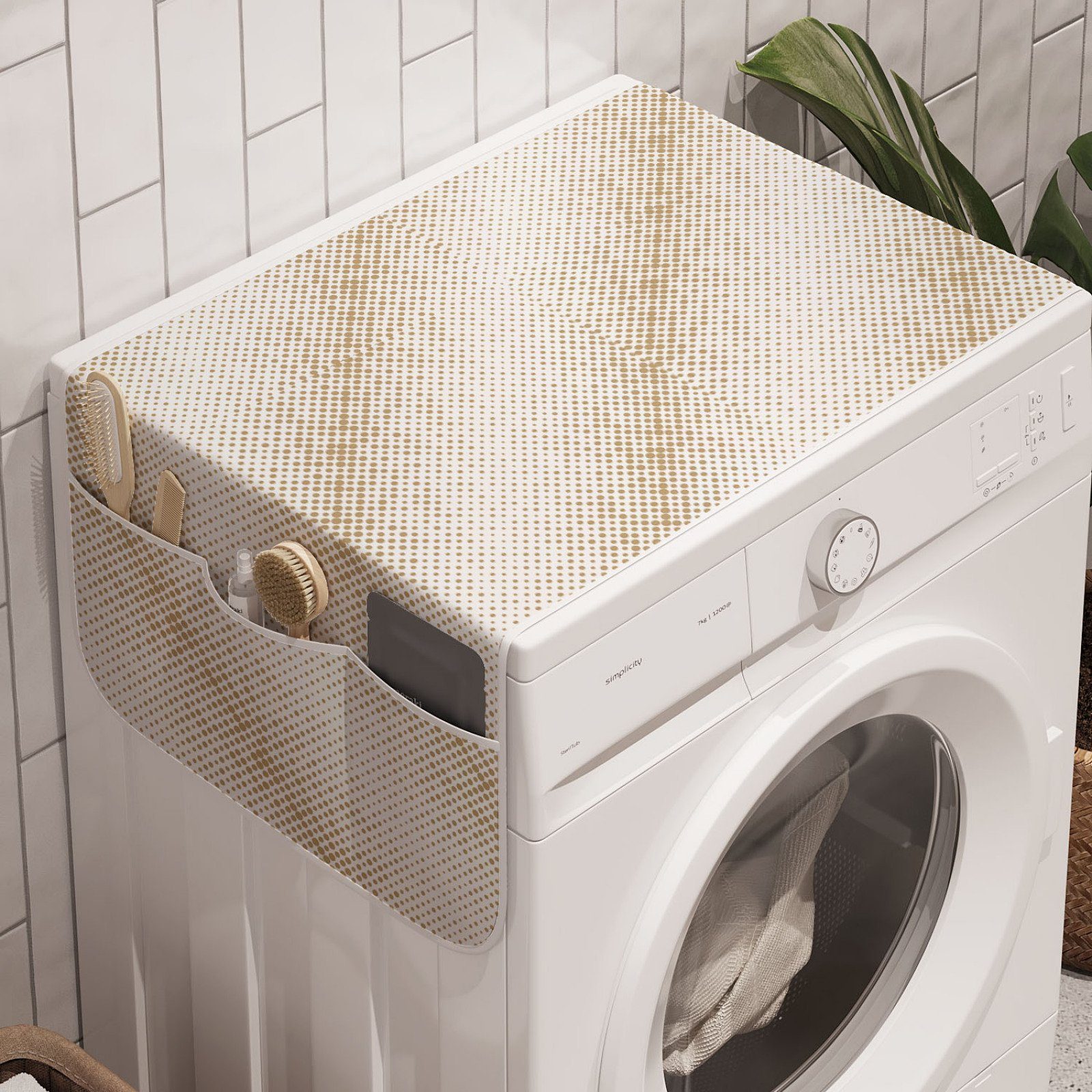 Abakuhaus Badorganizer Anti-Rutsch-Stoffabdeckung für Waschmaschine und Trockner, Abstrakt Diagonal erdige Ton-Punkte