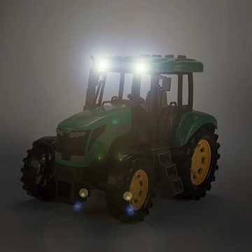 Toi-Toys Spielzeug-Traktor Traktor 27 cm DeLuxe Trecker grün mit Licht und Ton Schlepper